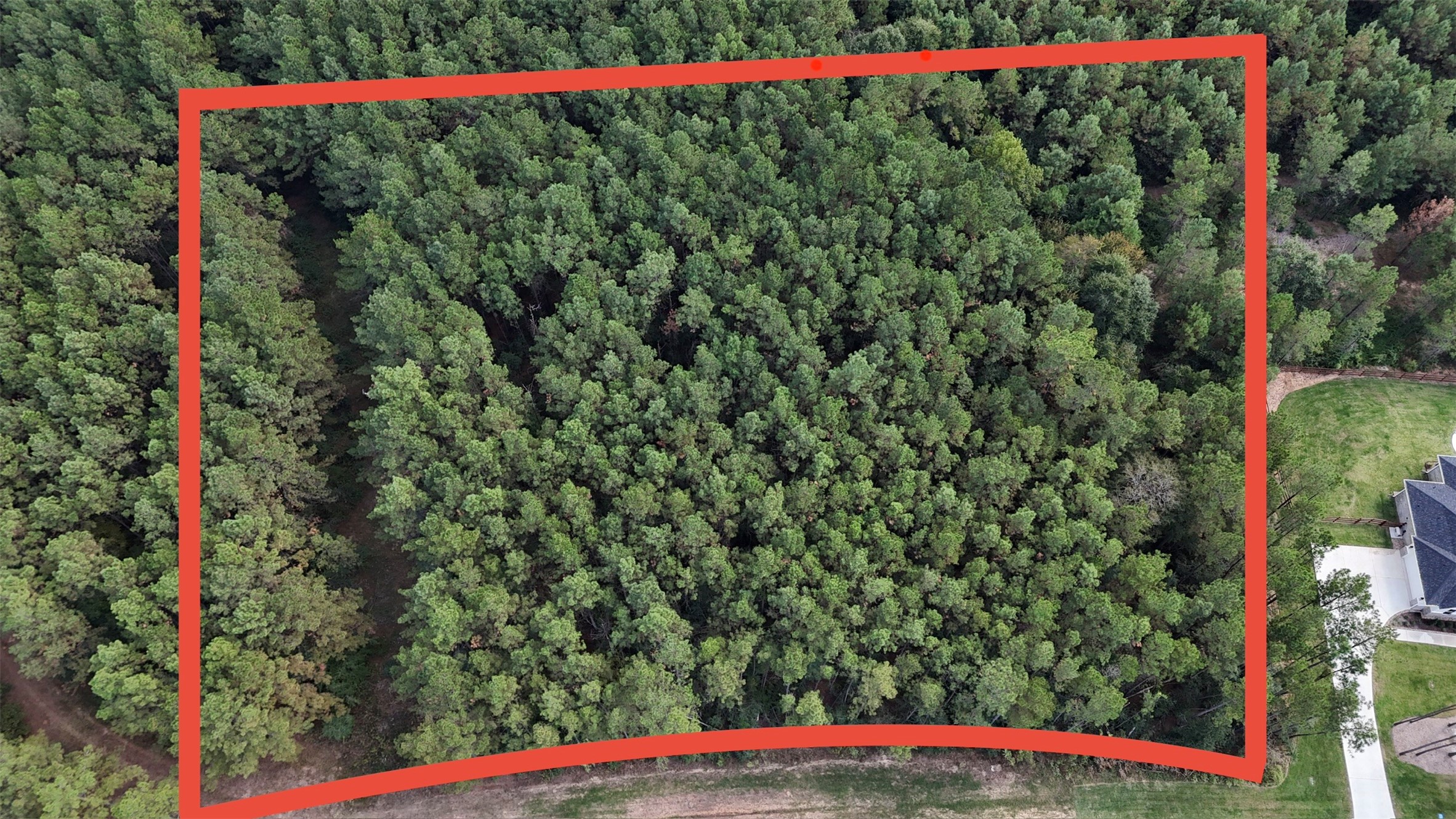 Red lines are the approximate boundaries of property.