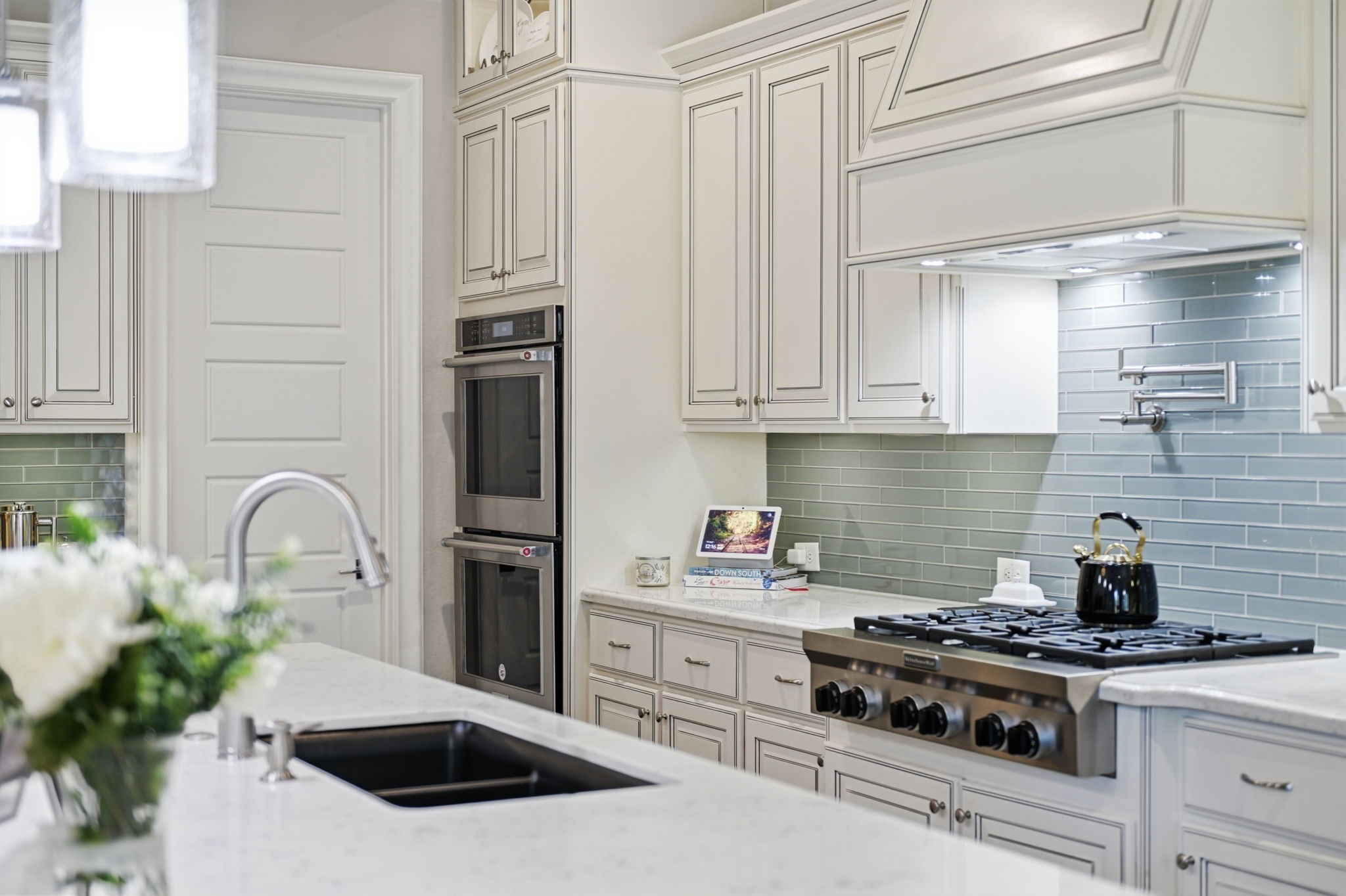 Upgraded cabinets brighten this incredible kitchen.
