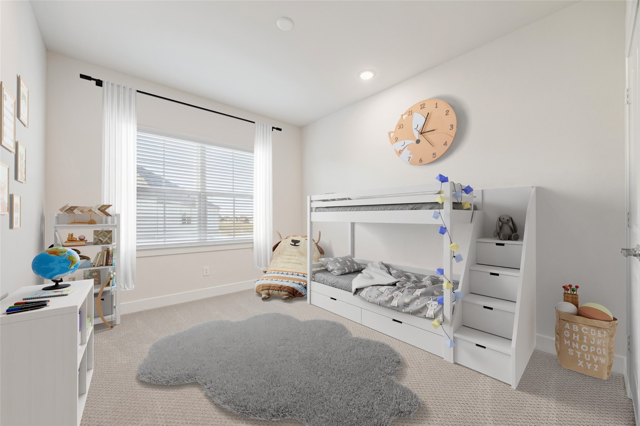 Digitally furnished secondary bedroom.