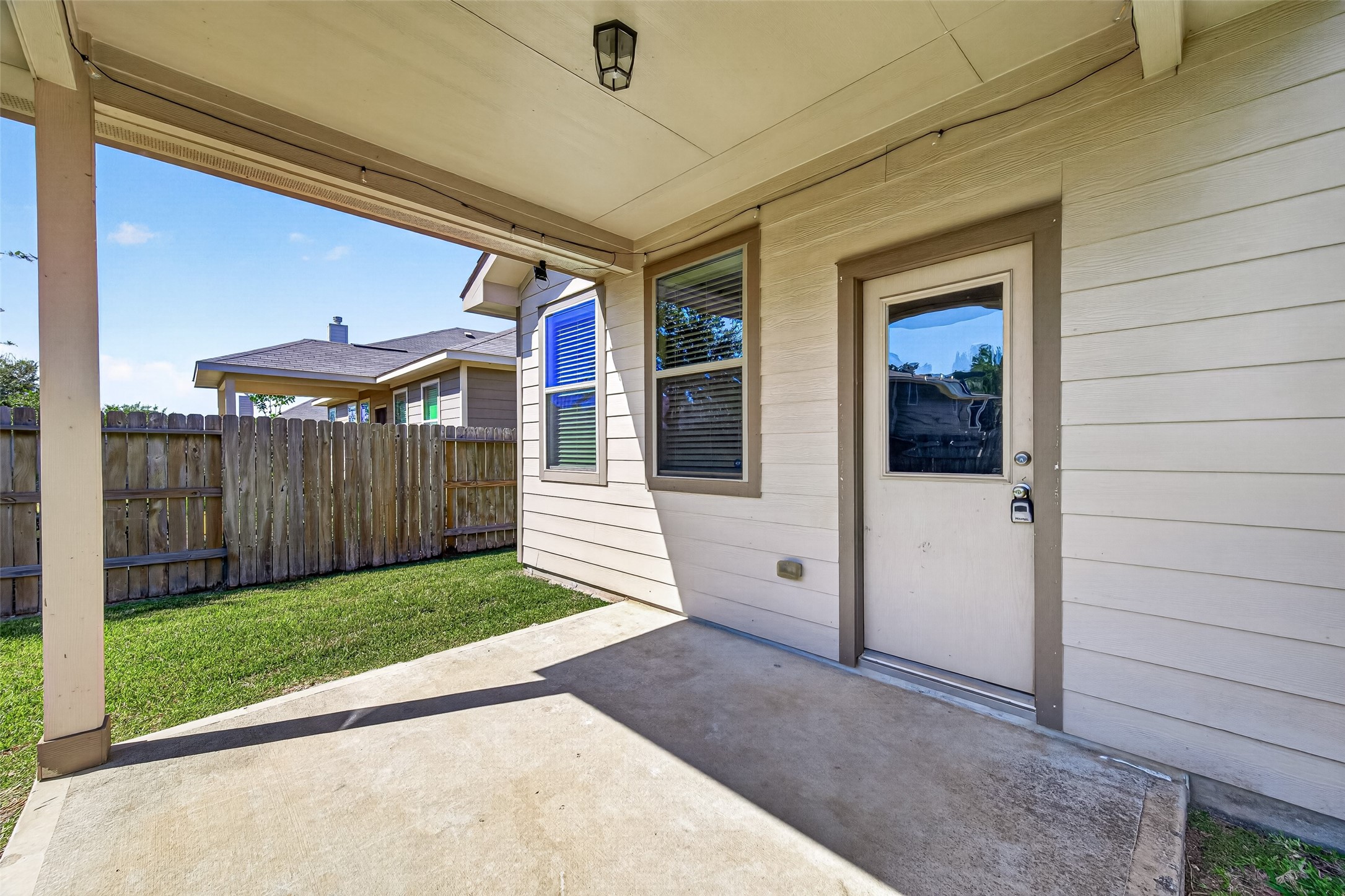 Step outside to the covered back porch