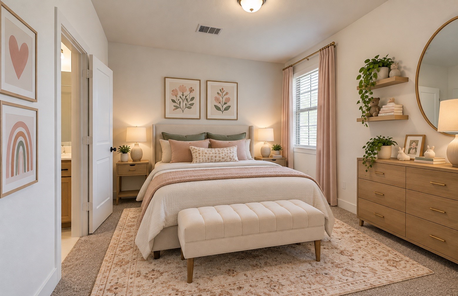 Virtually staged Bedroom 2 highlights the rooms comfortable size and versatility, offering an inviting space for guests, family, or everyday use.