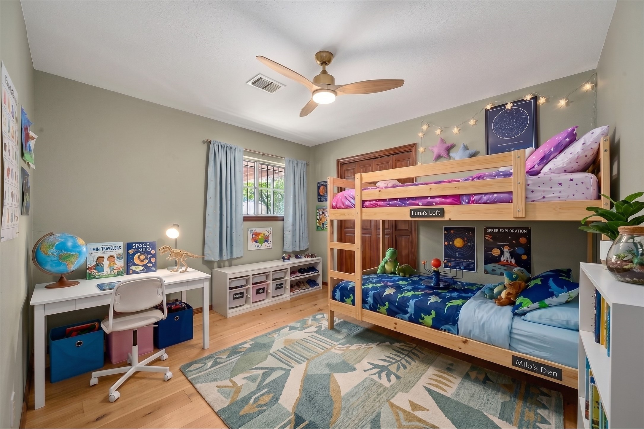 All the bedrooms are ample size, virtually enhanced for twins!