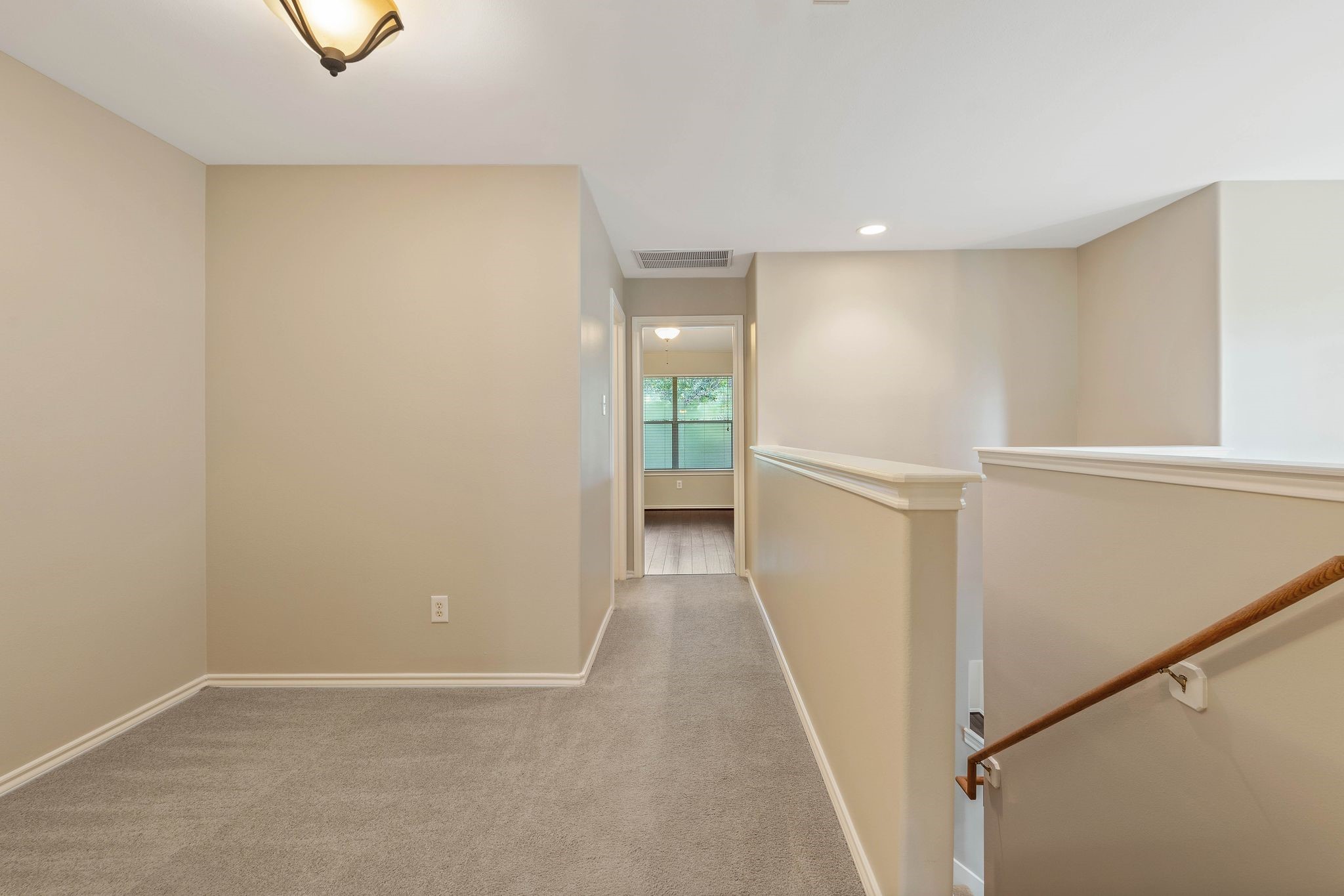 there is extra space upstairs for an office in this loft area