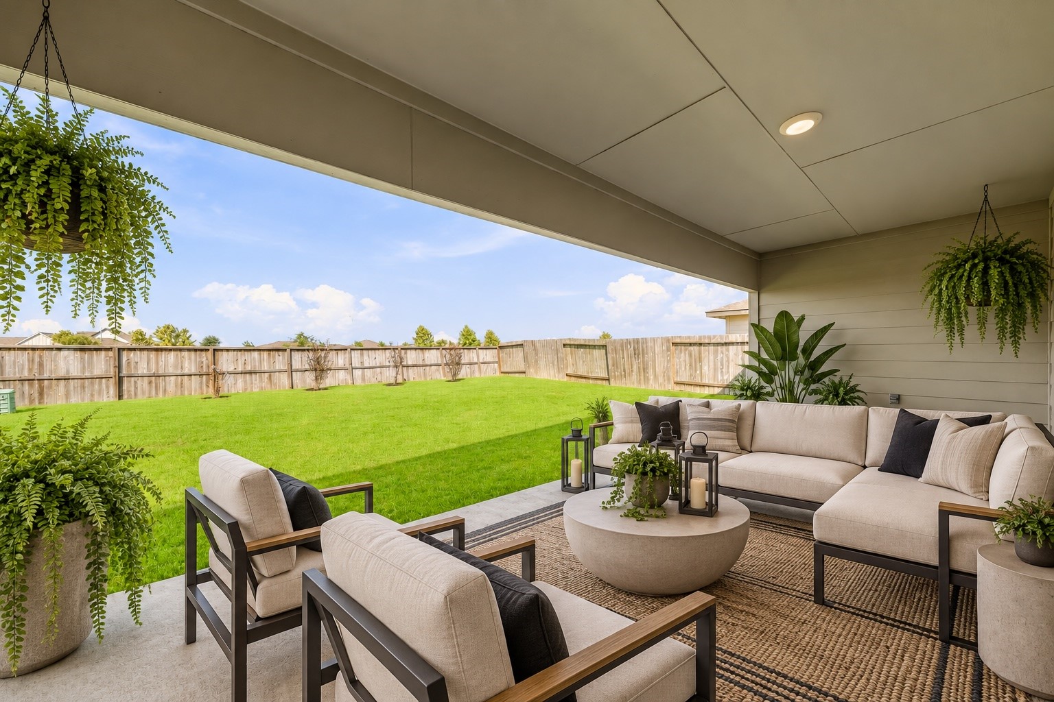 Large back patio (staged) NO BACK NEIGHBORS