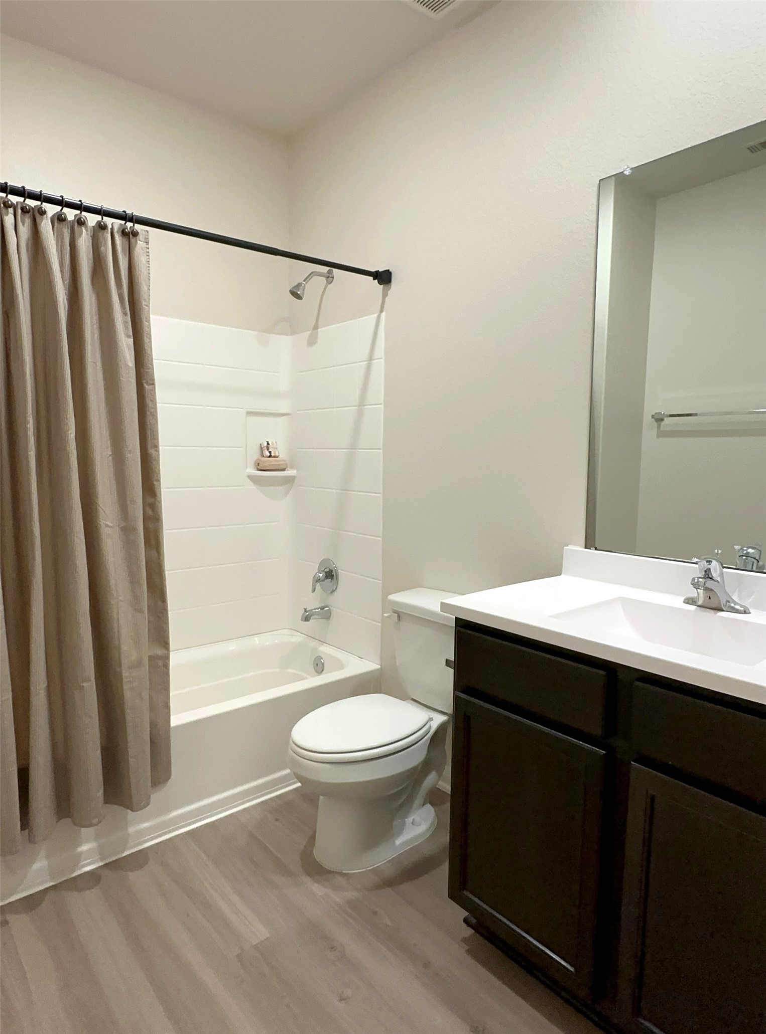 Secondary bathroom. Staged.