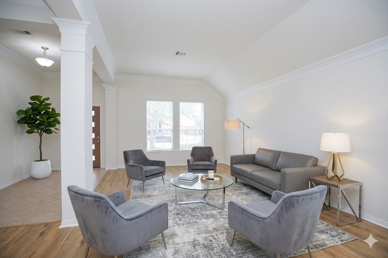 Two formals by the open entryway
