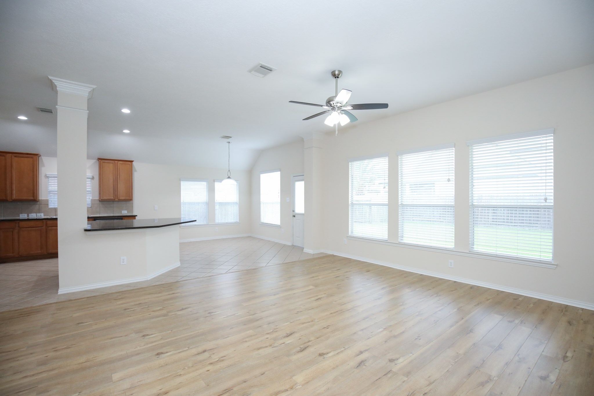 Light and bright family room with new / recent carpet