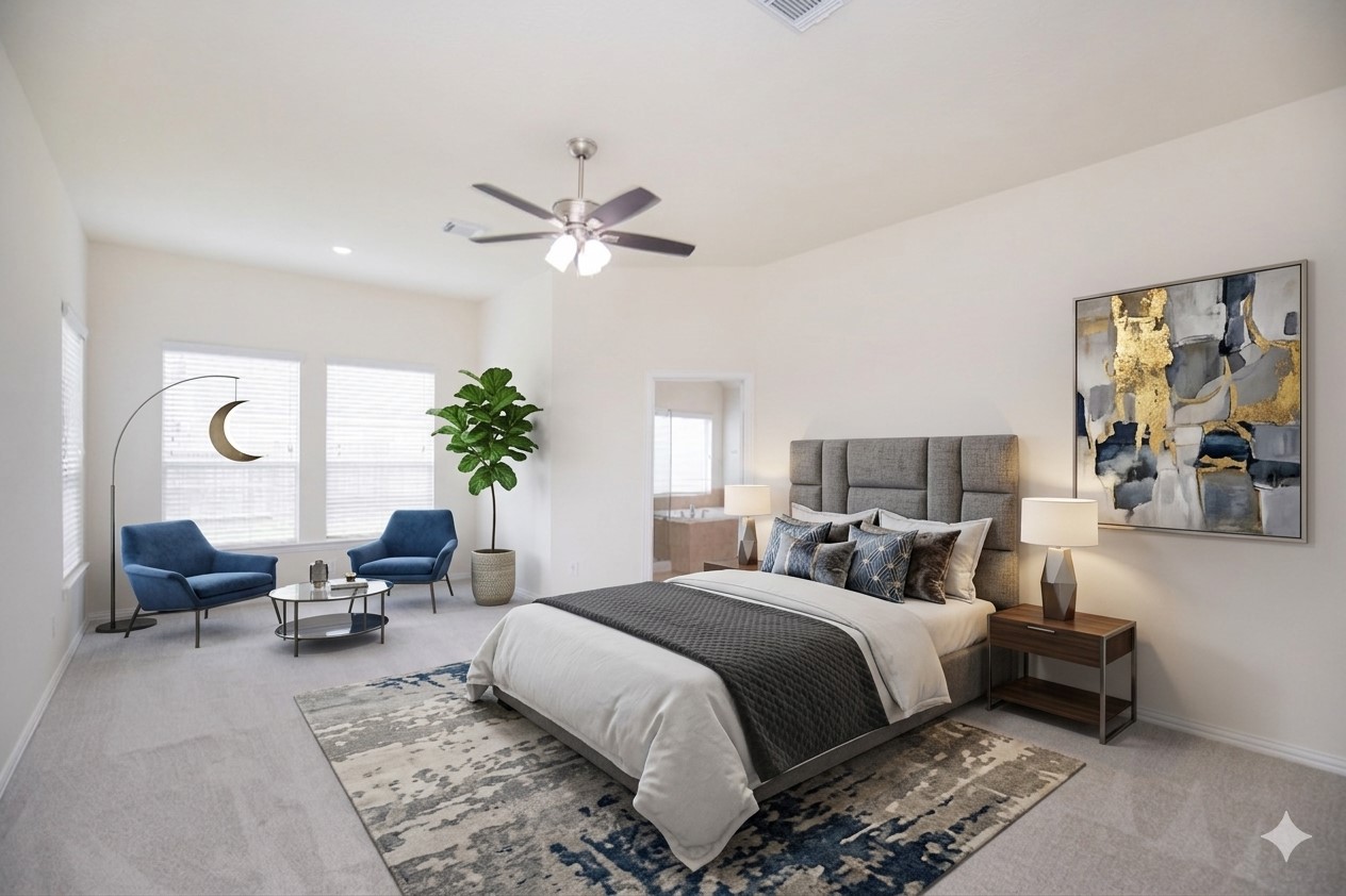 Spacious Primary master bedroom with sitting area