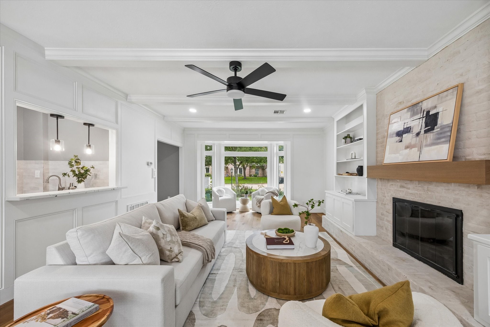 LIVING ROOM - remodeled fireplace and built ins!