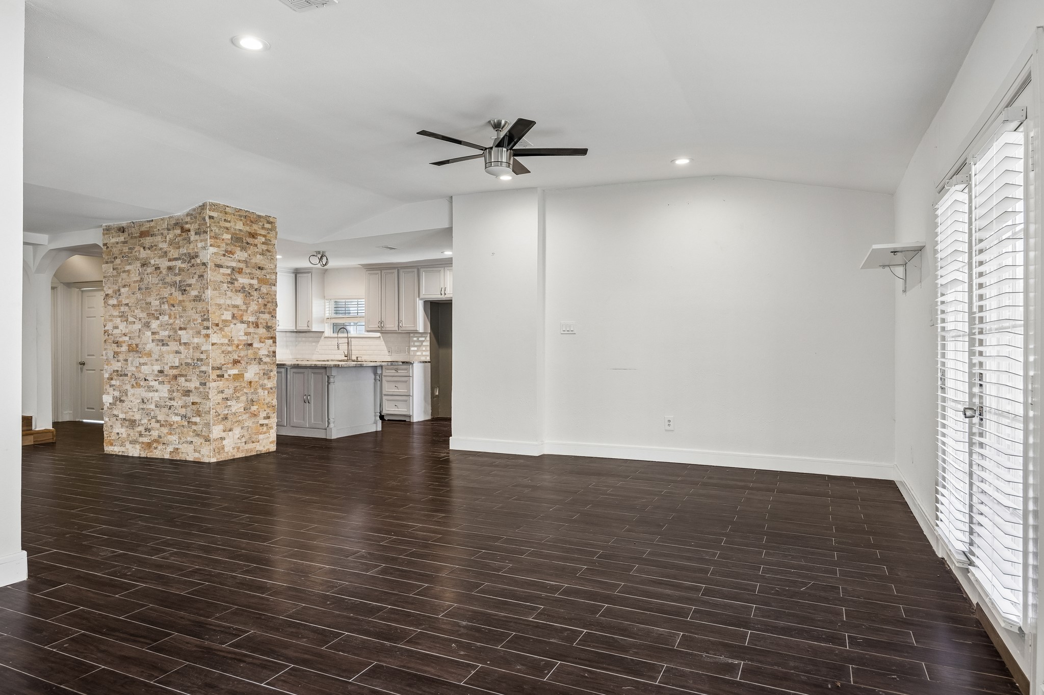 Family room and dining area.