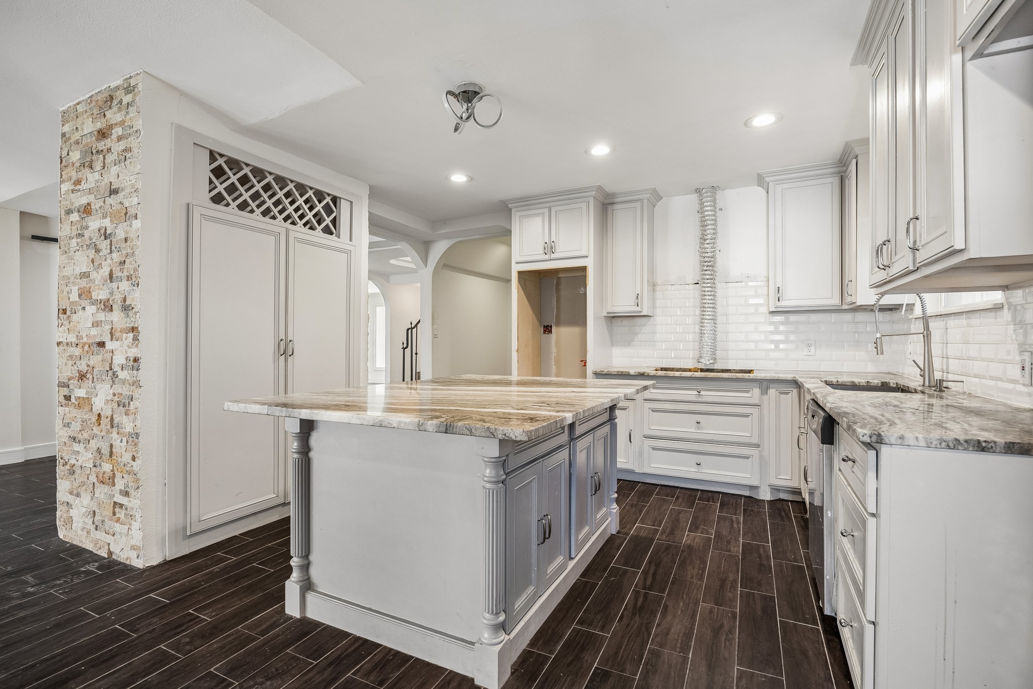 Kitchen with center island.