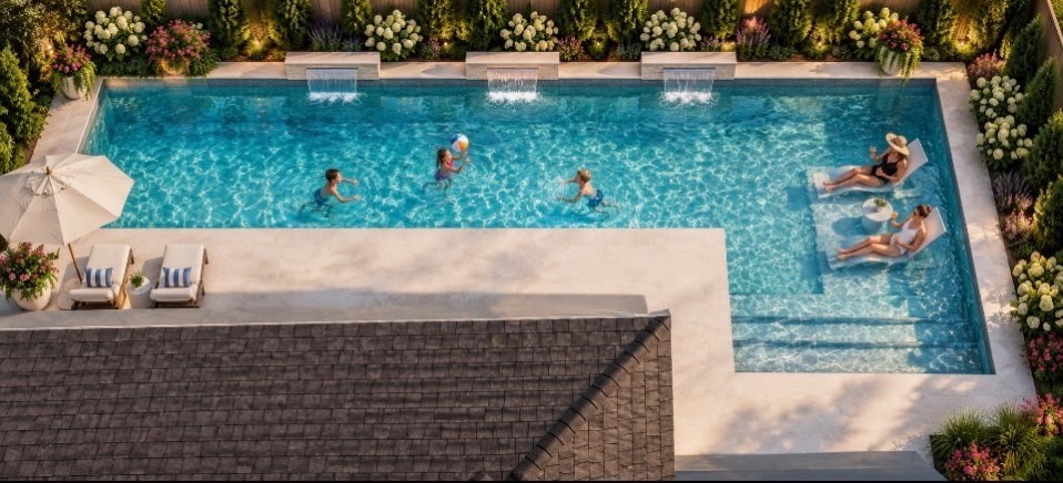 Yes you can fit a pool. This is an AI rendering of a possible pool.
