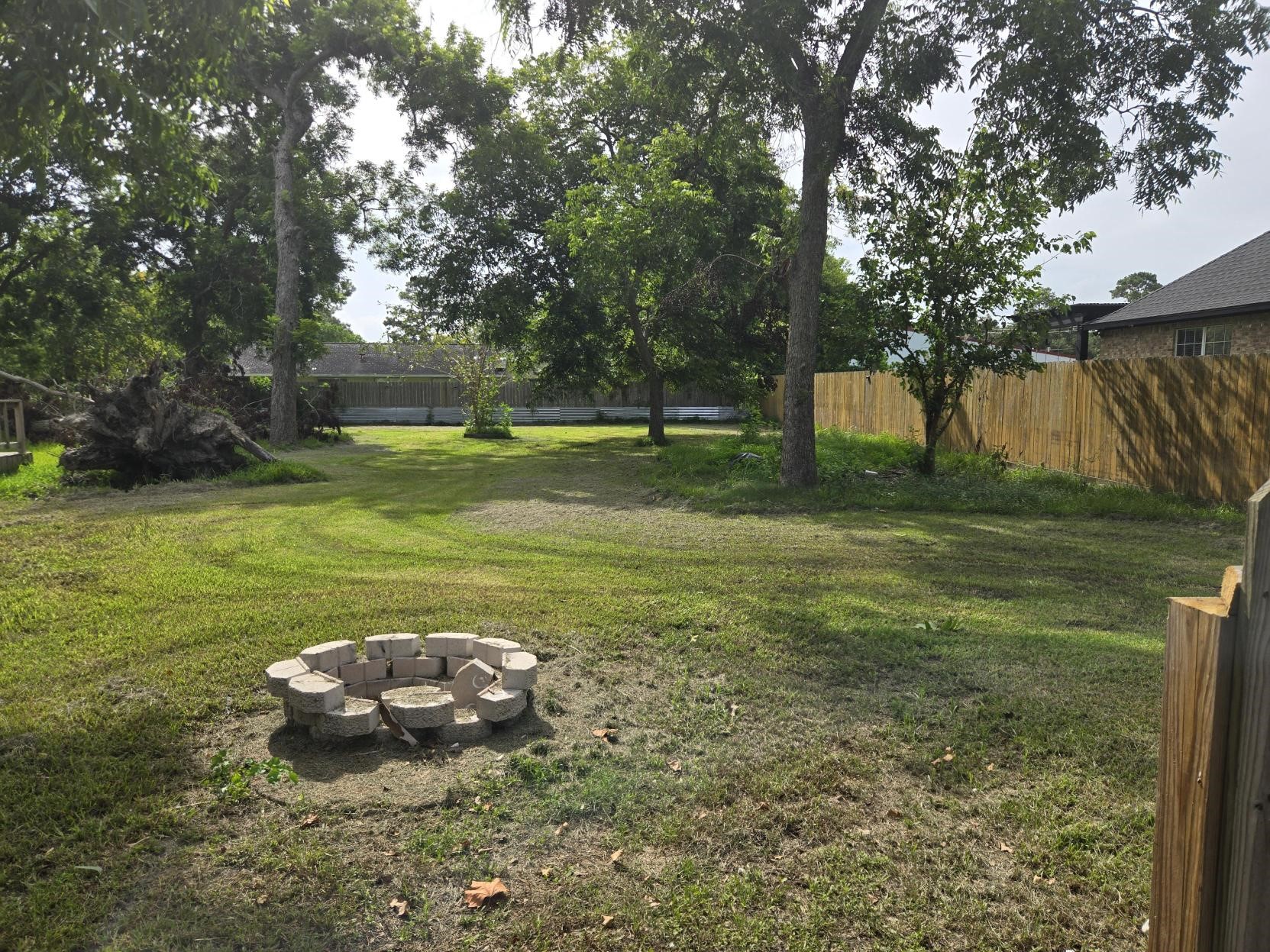 Backyard with fire pit