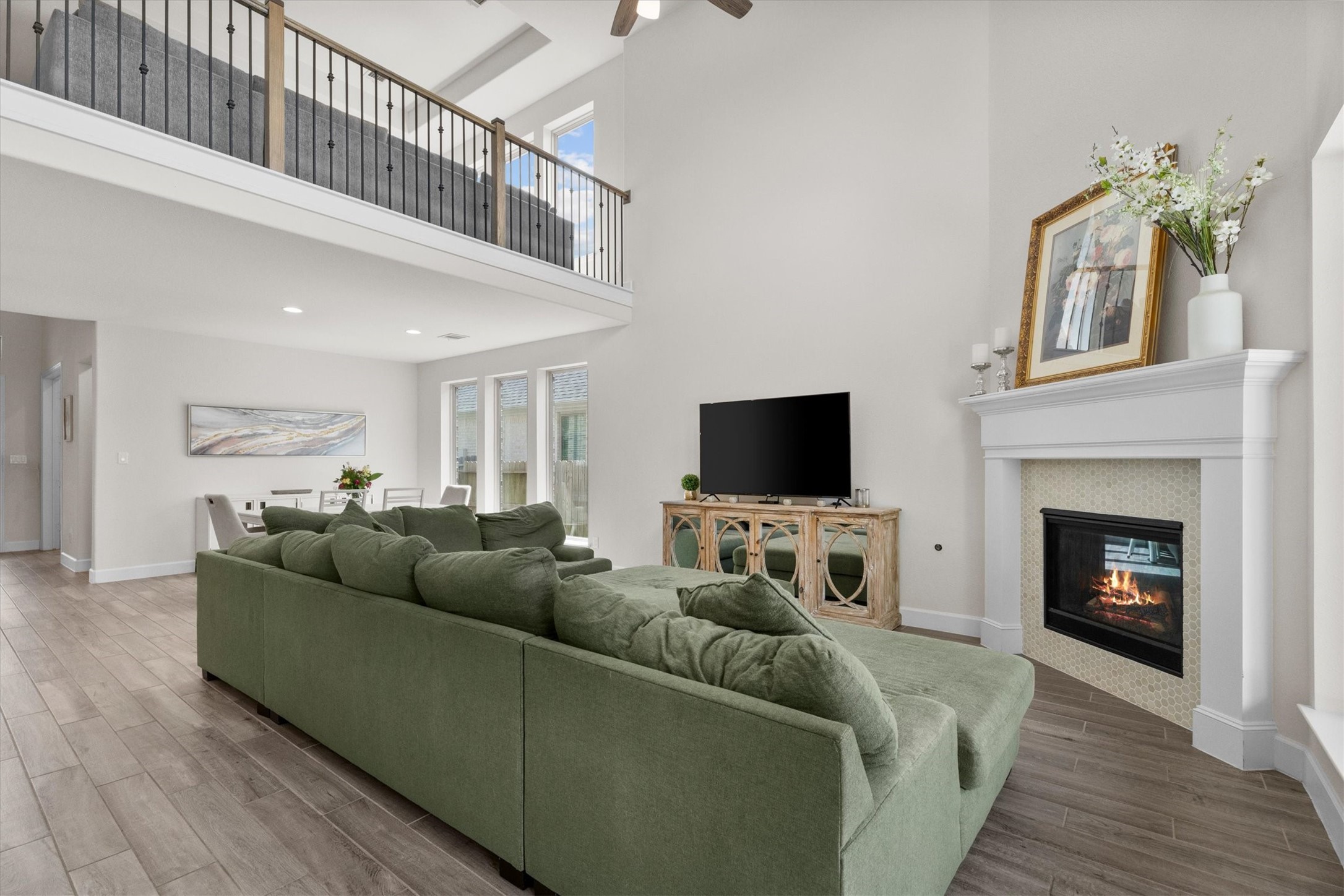 This impressive living room was made for everything from cozy movie nights to entertaining a full house.