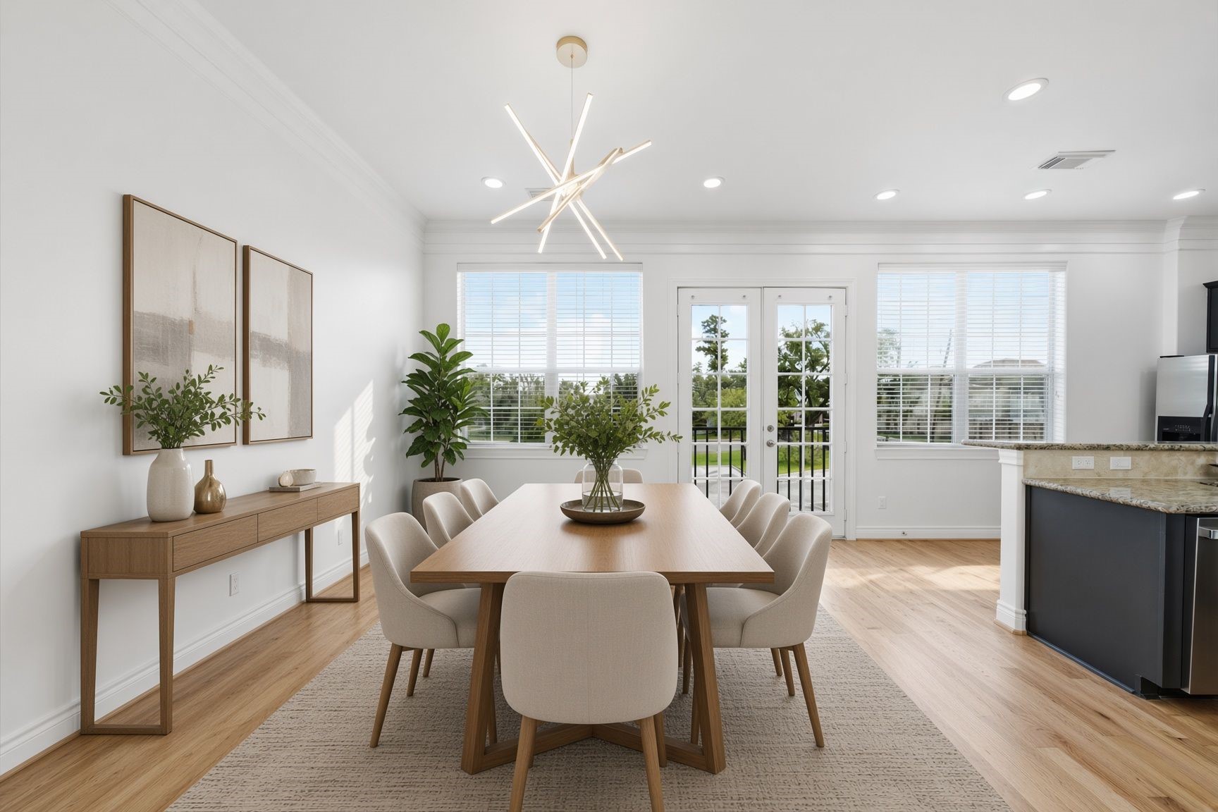 Staged photo of additional dining area in the kitchen.