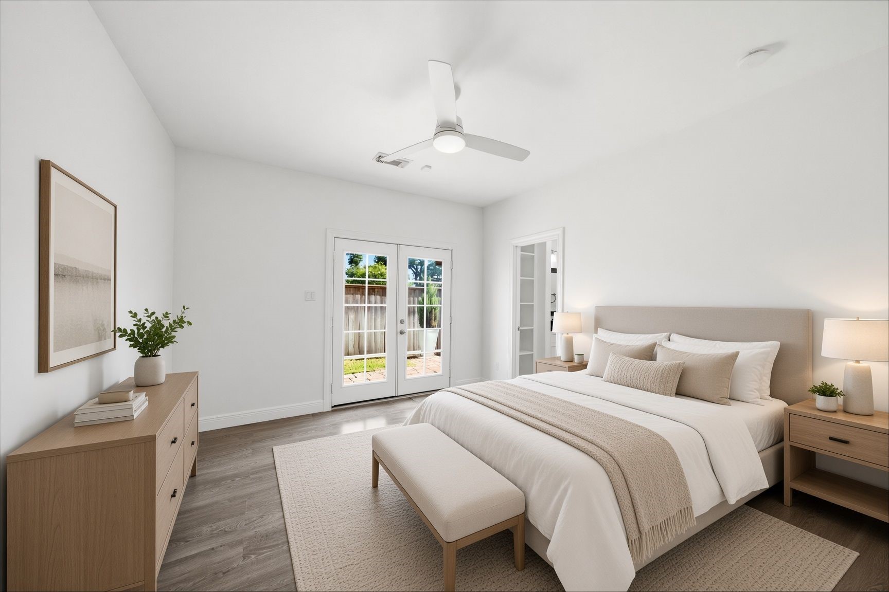 Staged photo of the first floor secondary bedroom.