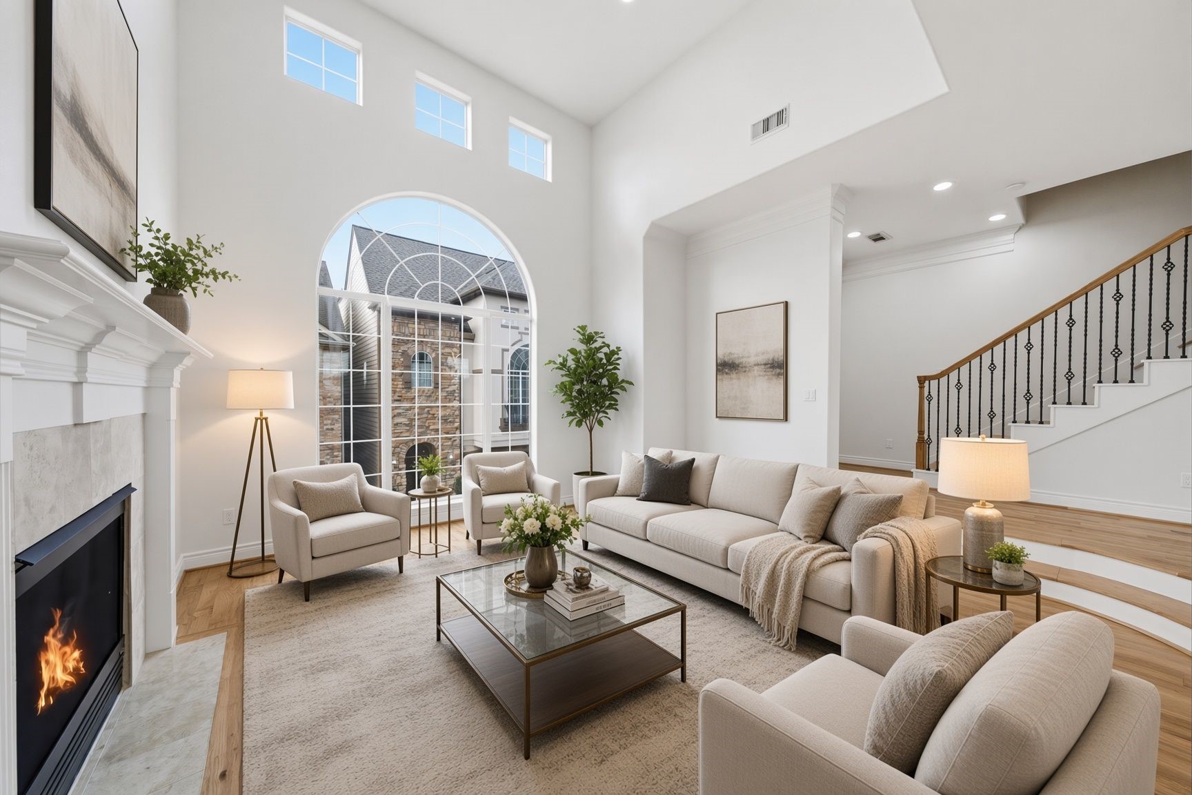 Staged photo of the living room.