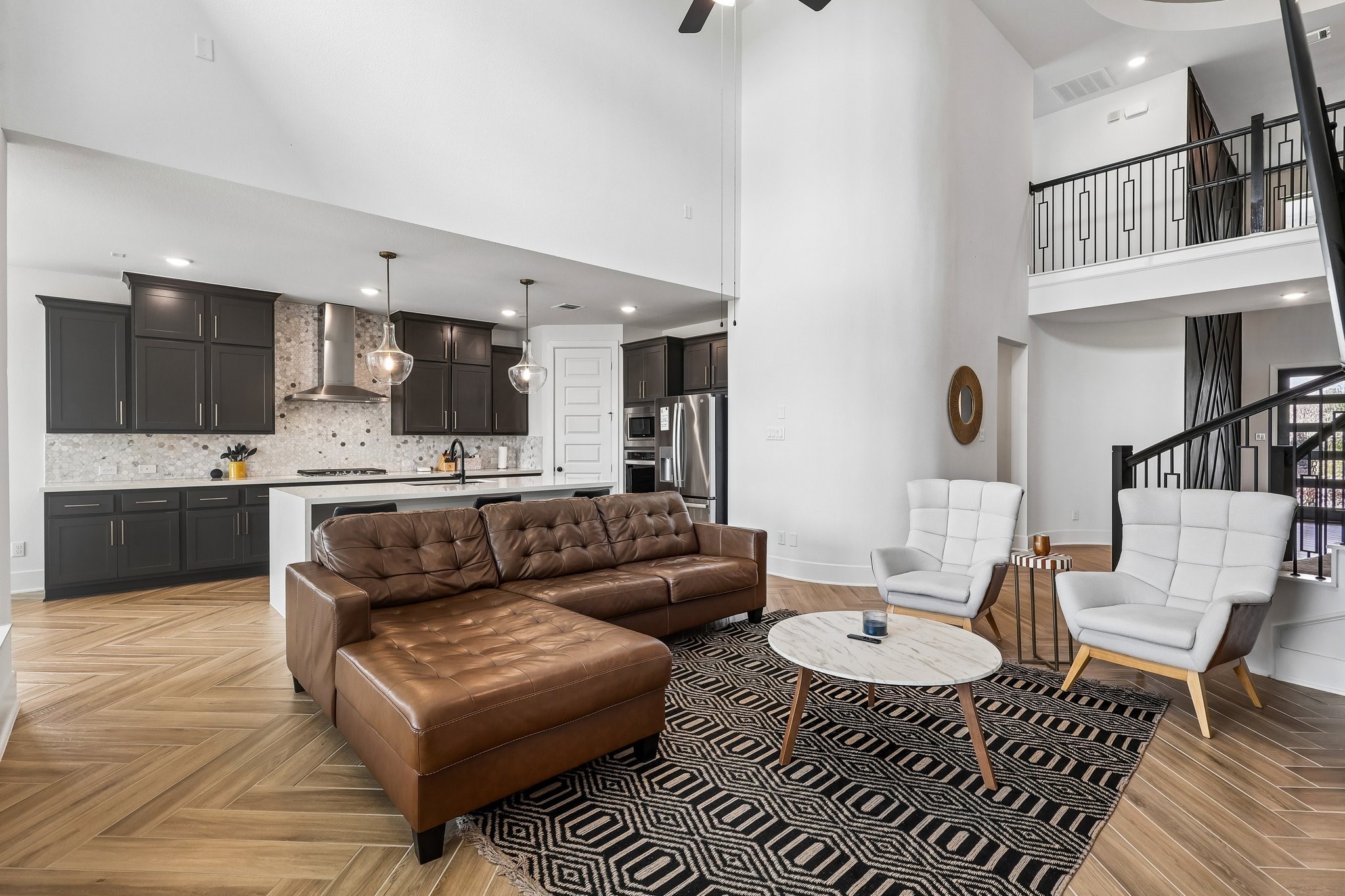 Kitchen open to the living room, great for entertaining