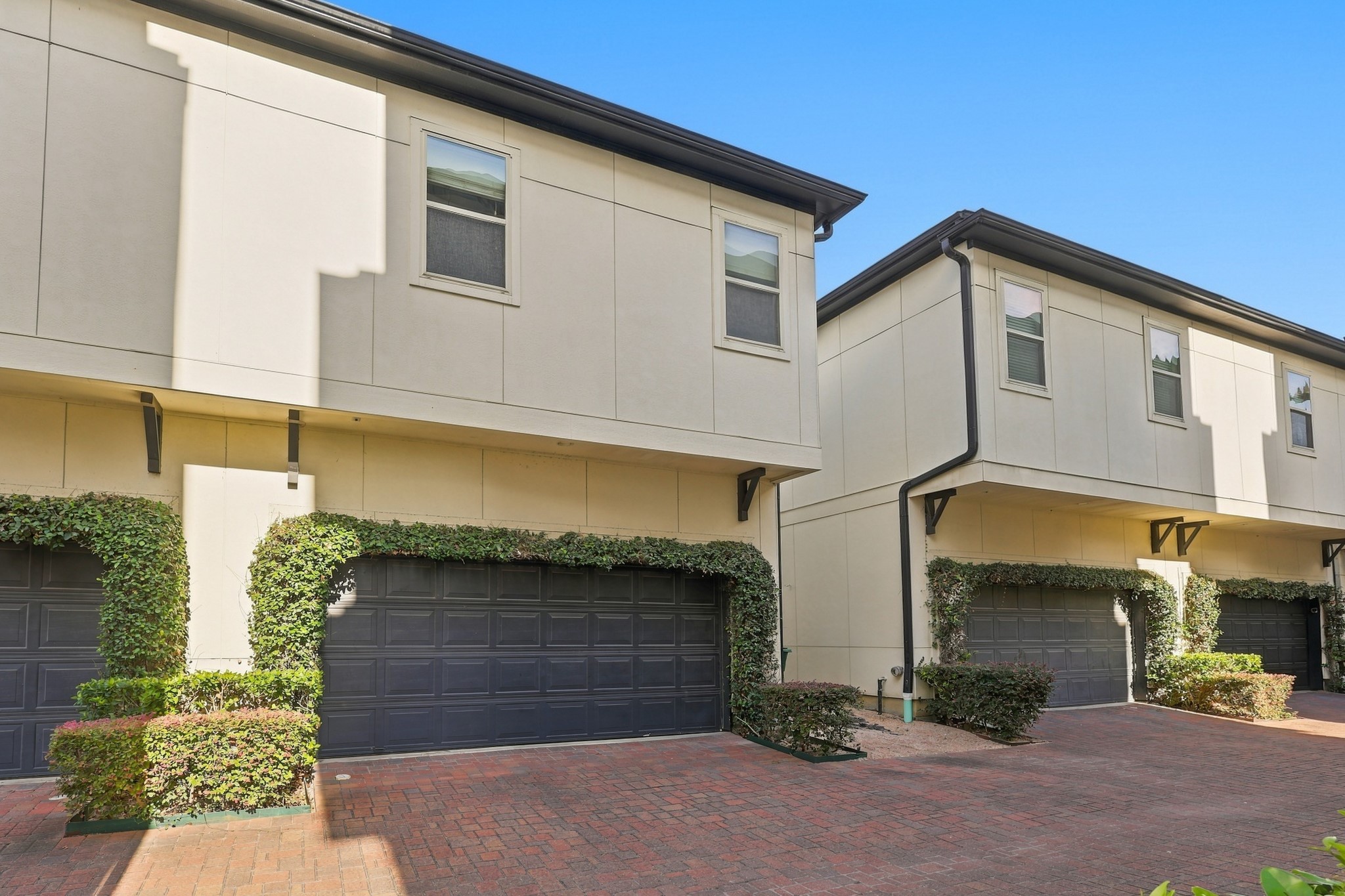 Back of townhome in gated community.