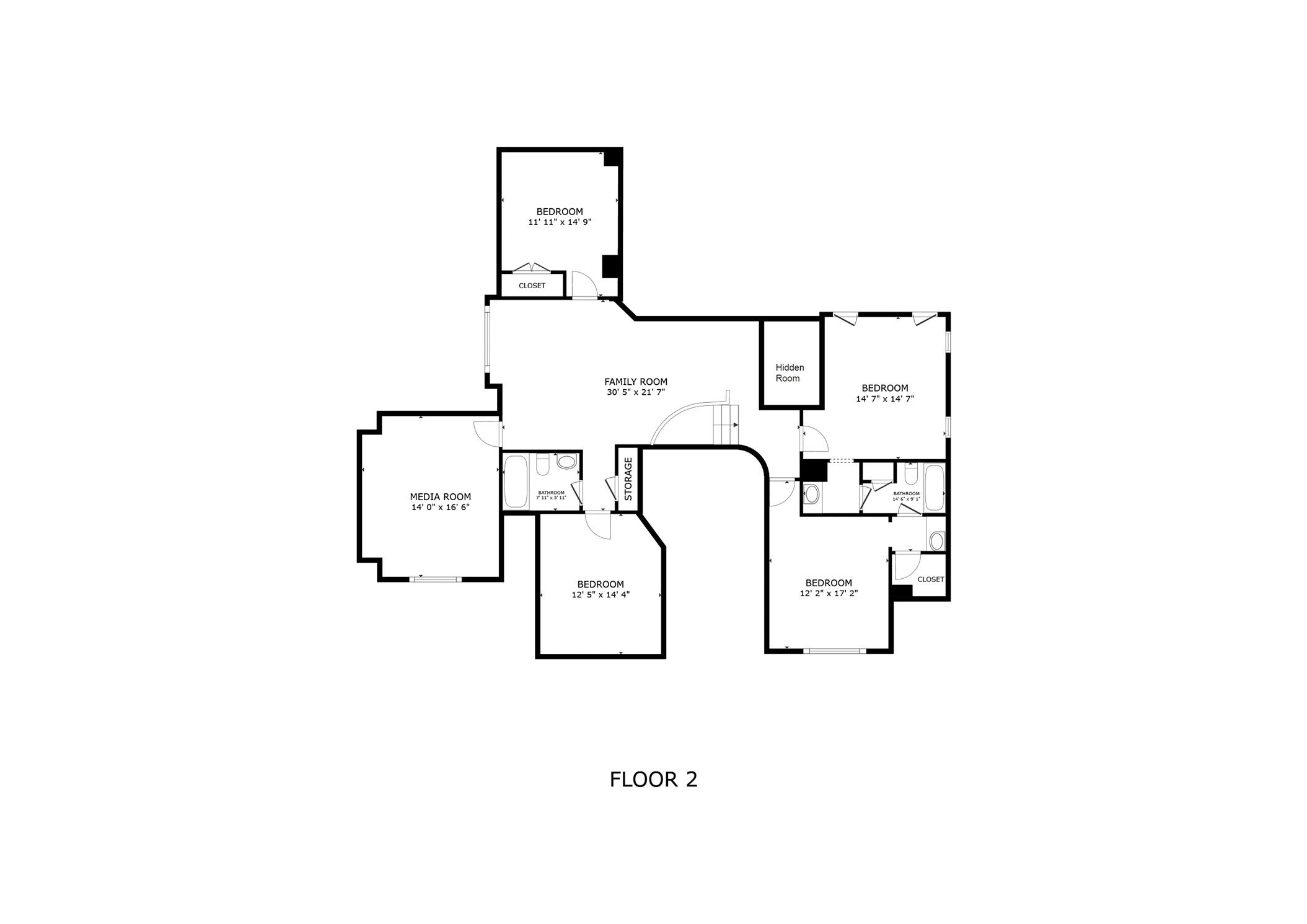2nd Floor Layout with approximate measurements.