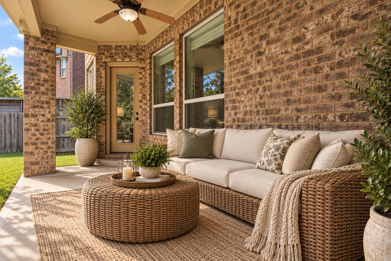 Virtually staged covered patio