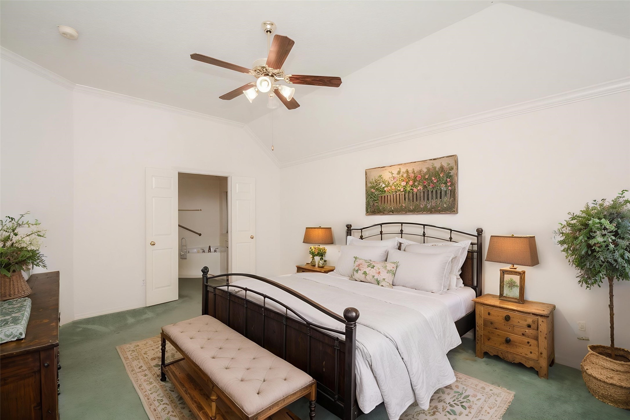 Virtually staged primary bedroom