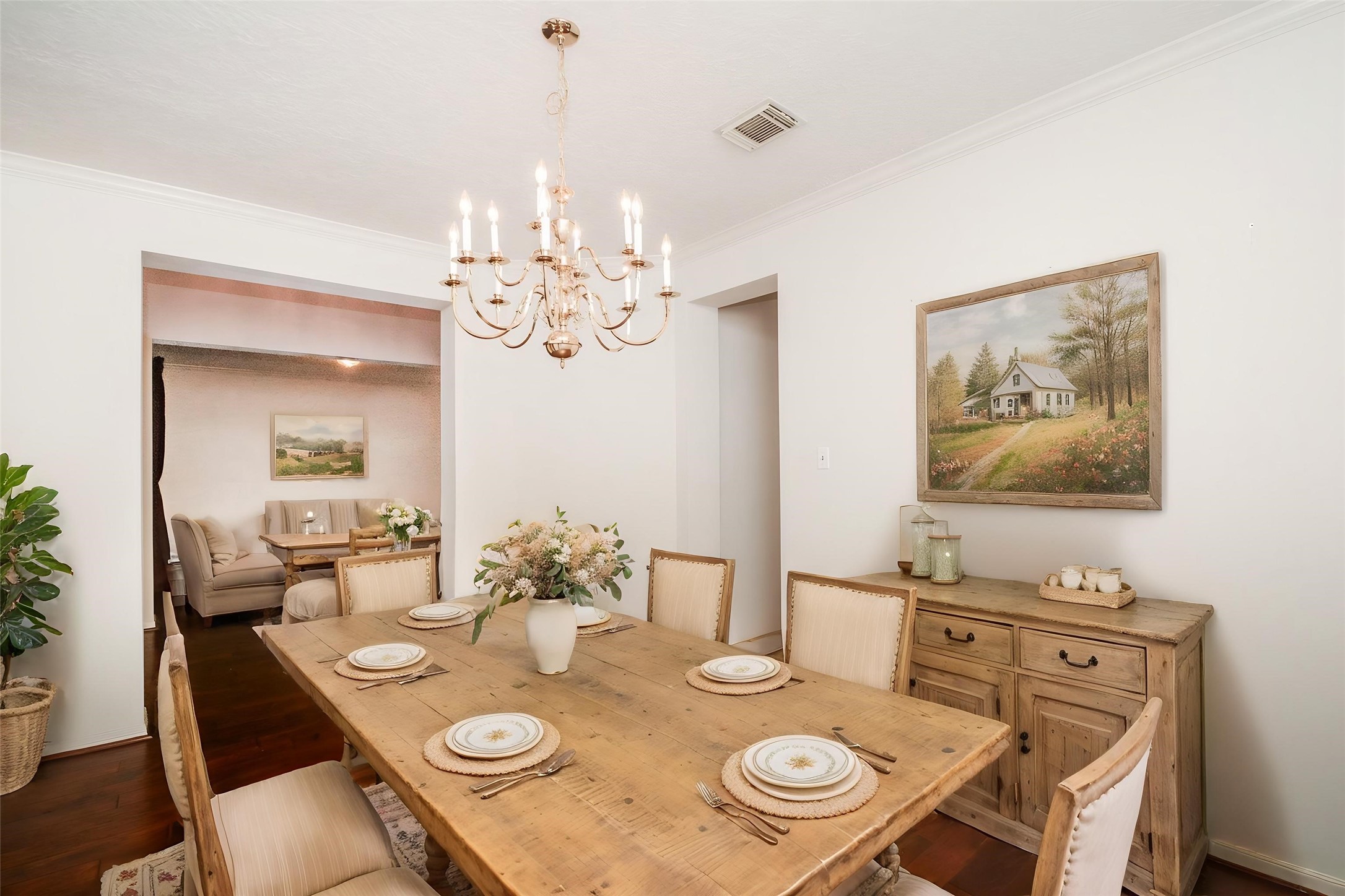 Virtually staged formal dining room