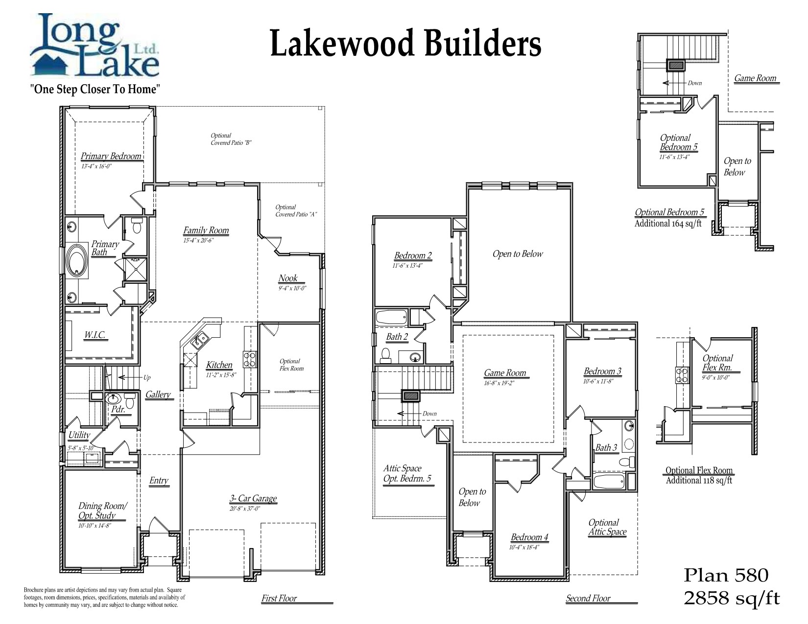 Plan 580 features 4 bedrooms, 3 full baths, and over 2,800 square feet of living space