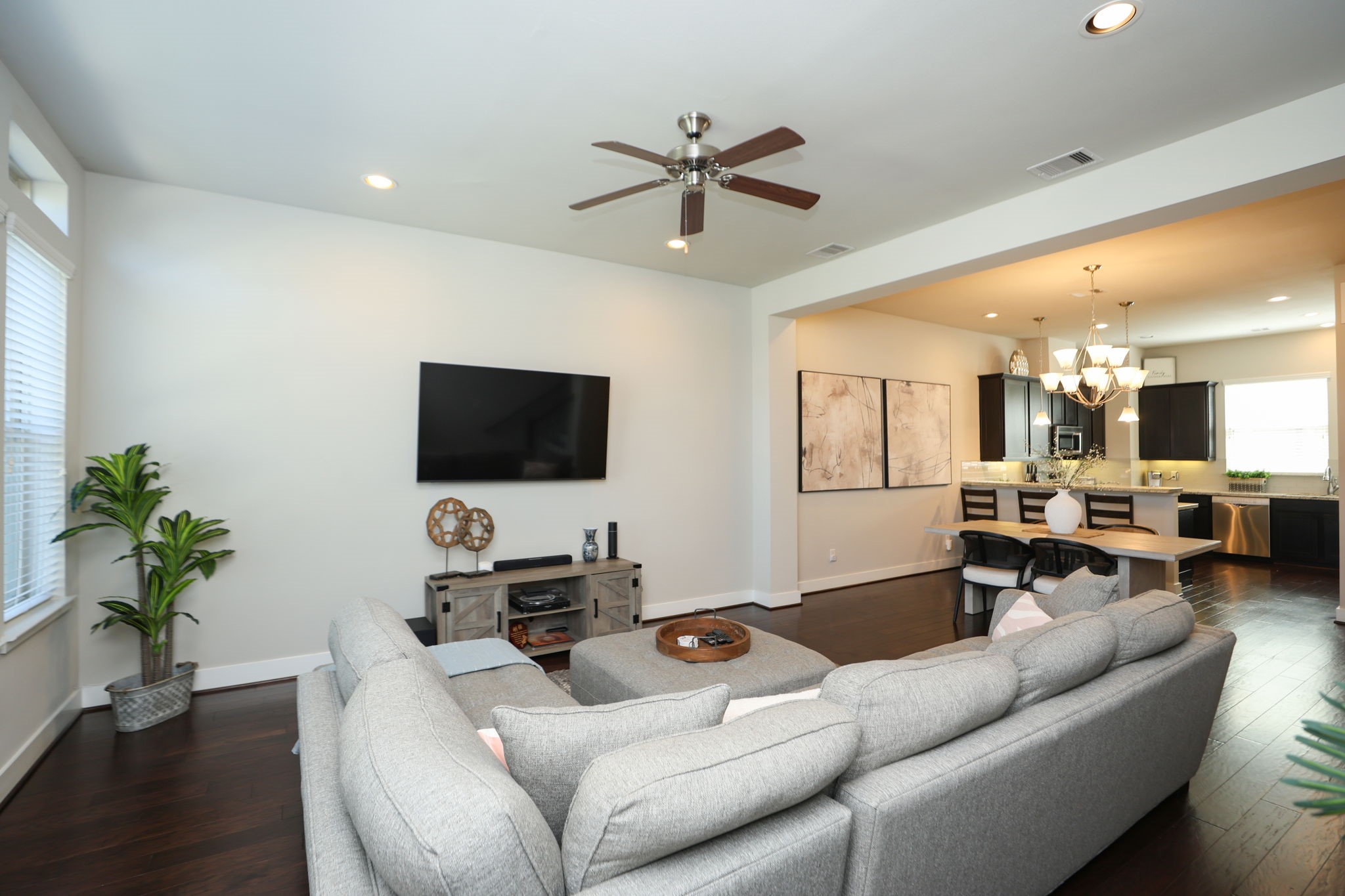 Large enough to accommodate any size furniture, with a private feeling. Inside home is quiet and well-appointed for modern living!