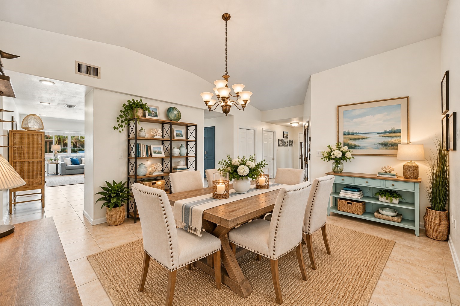 The elegant dining room is conveniently located adjacent to the kitchen and flows seamlessly into the living area, creating an inviting layout perfect for everyday living and effortless entertaining. The elegant dining room is conveniently located adjacent to the kitchen and flows seamlessly into the living area, creating an inviting layout perfect for everyday living and effortless entertaining.