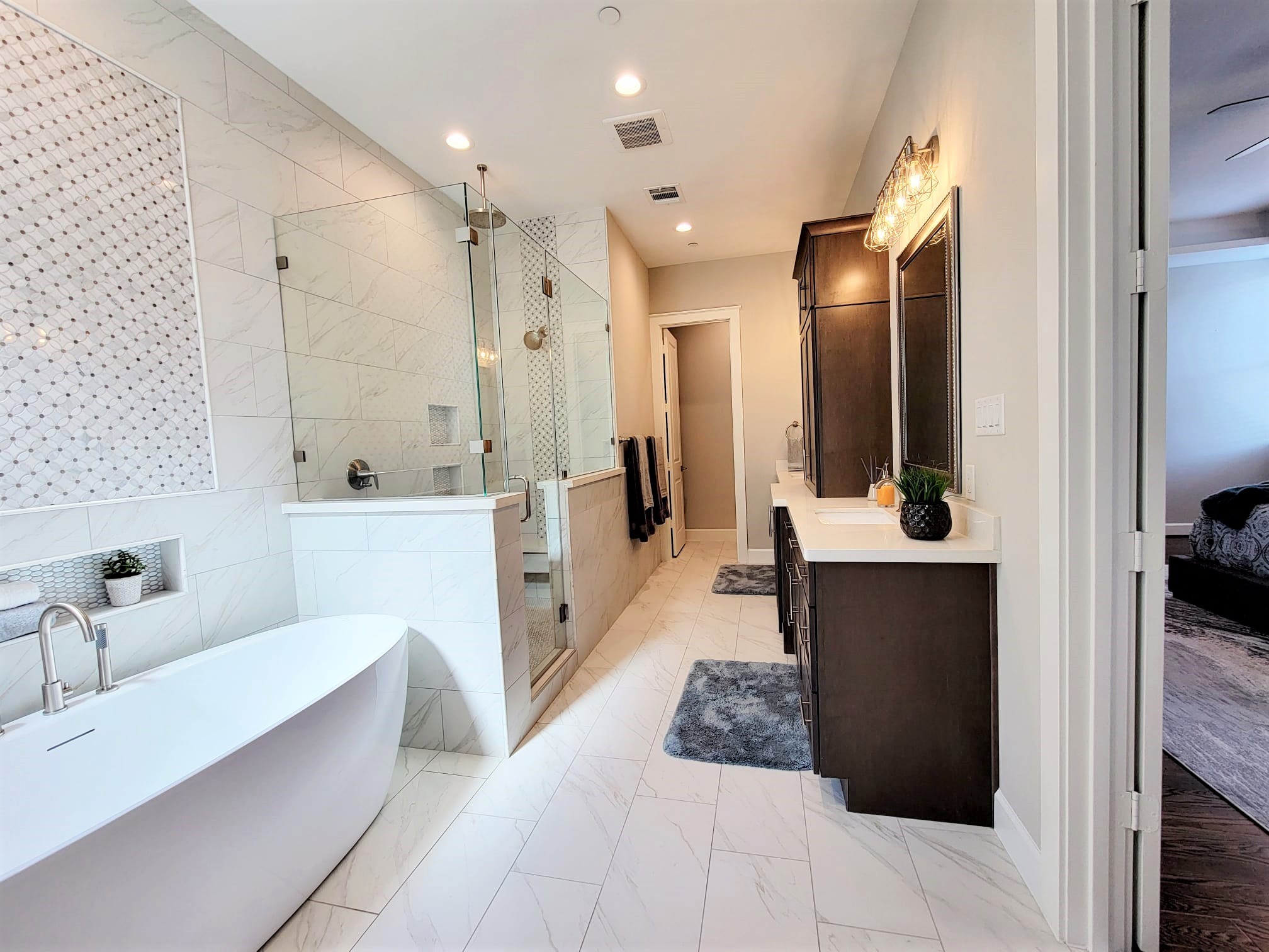 Vanity sinks with tiltous, soft-close drawers and cabinets doors