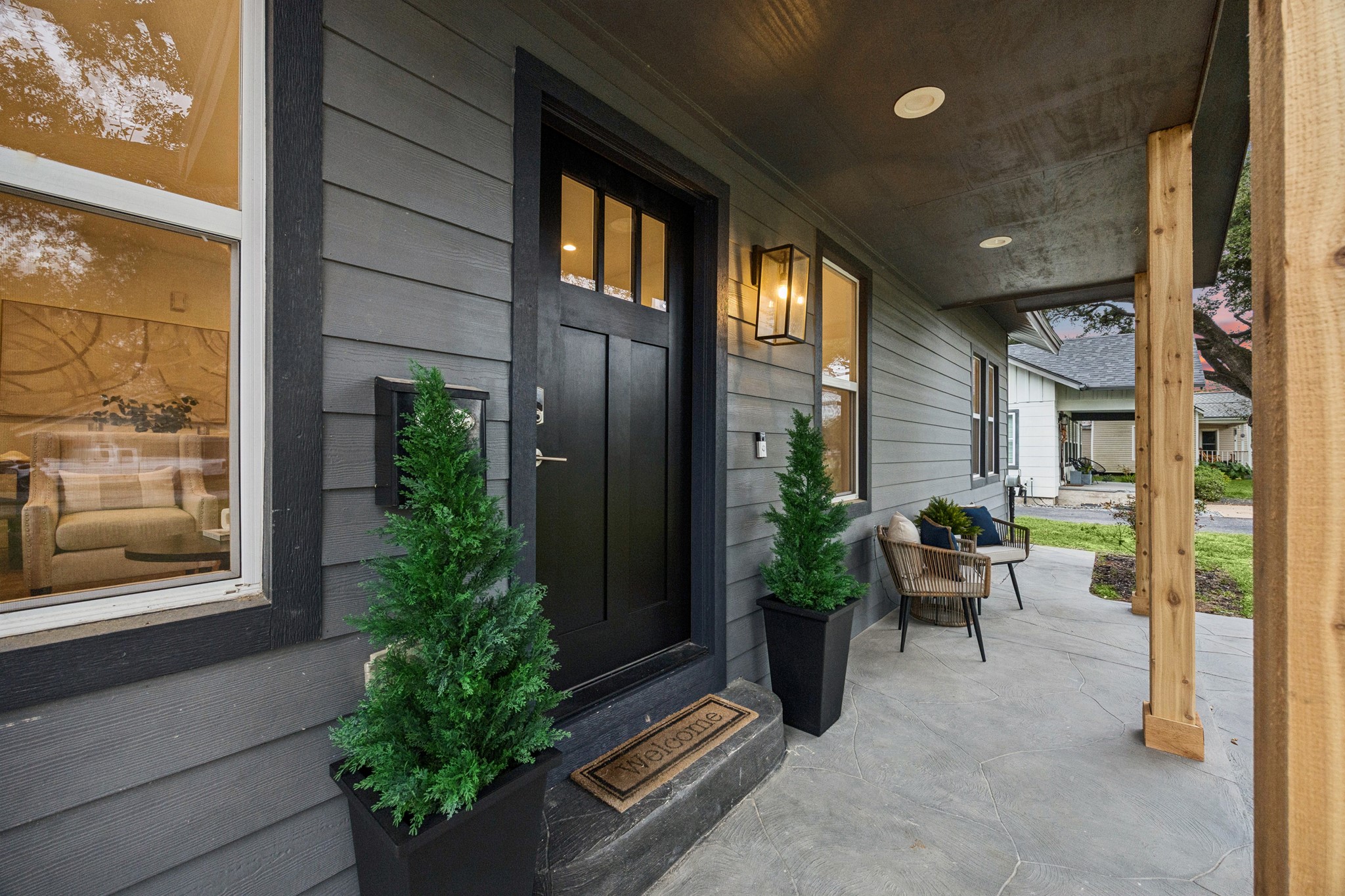 Warm front porch perfect for welcoming your guests.