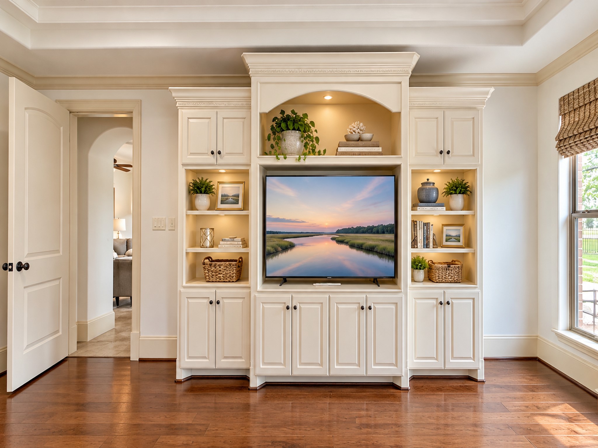 Primary Bedroom has these lovely custom built in cabinets in.