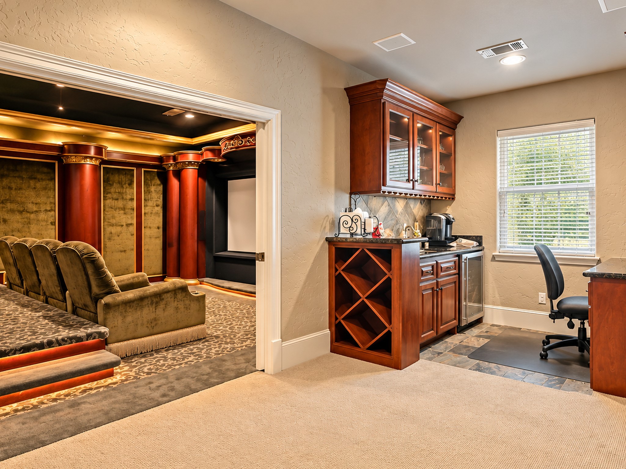 Handy "concession stand" off the theater room with built in computer bay