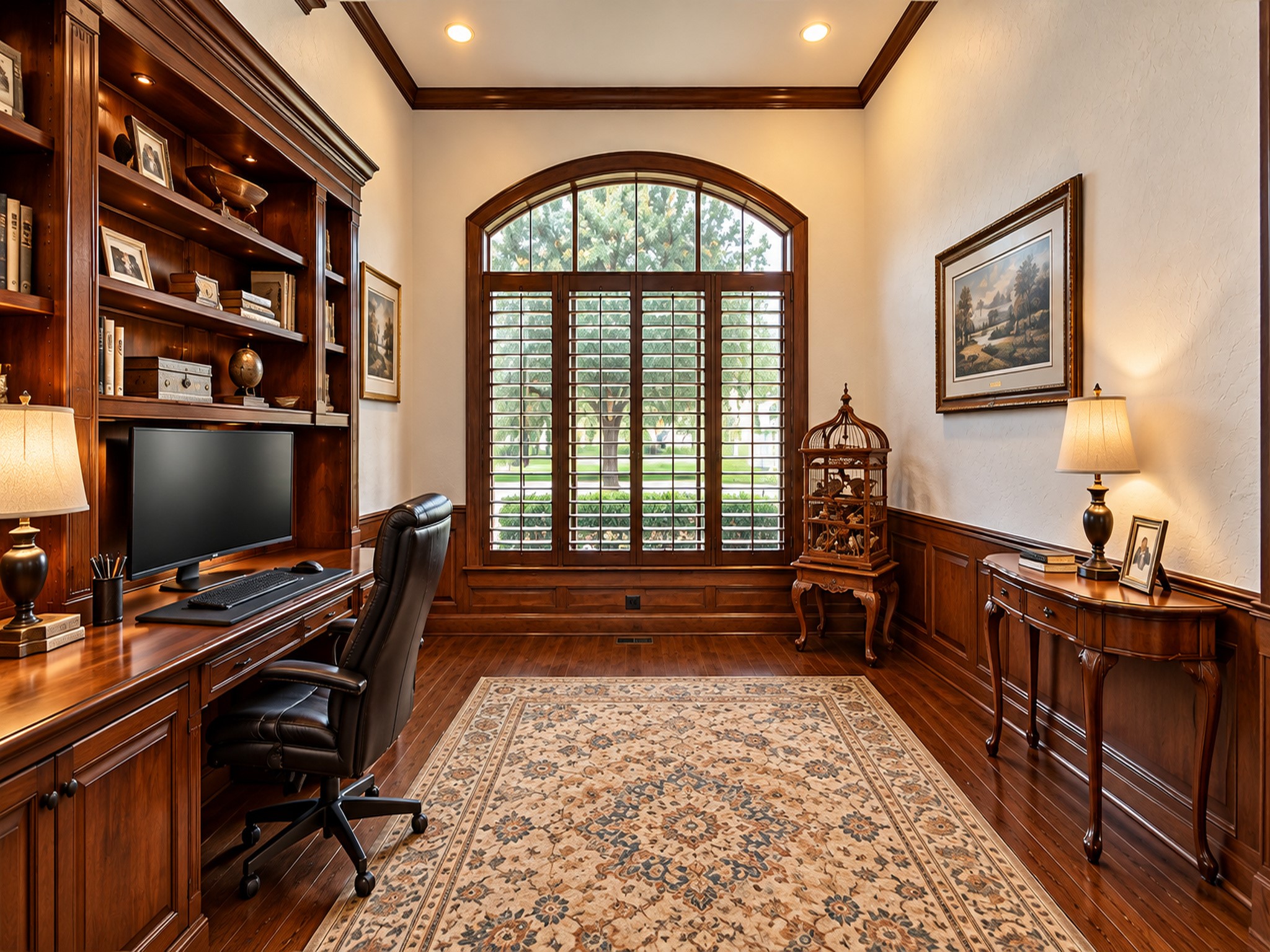 Step thru the French Doors into the private home office