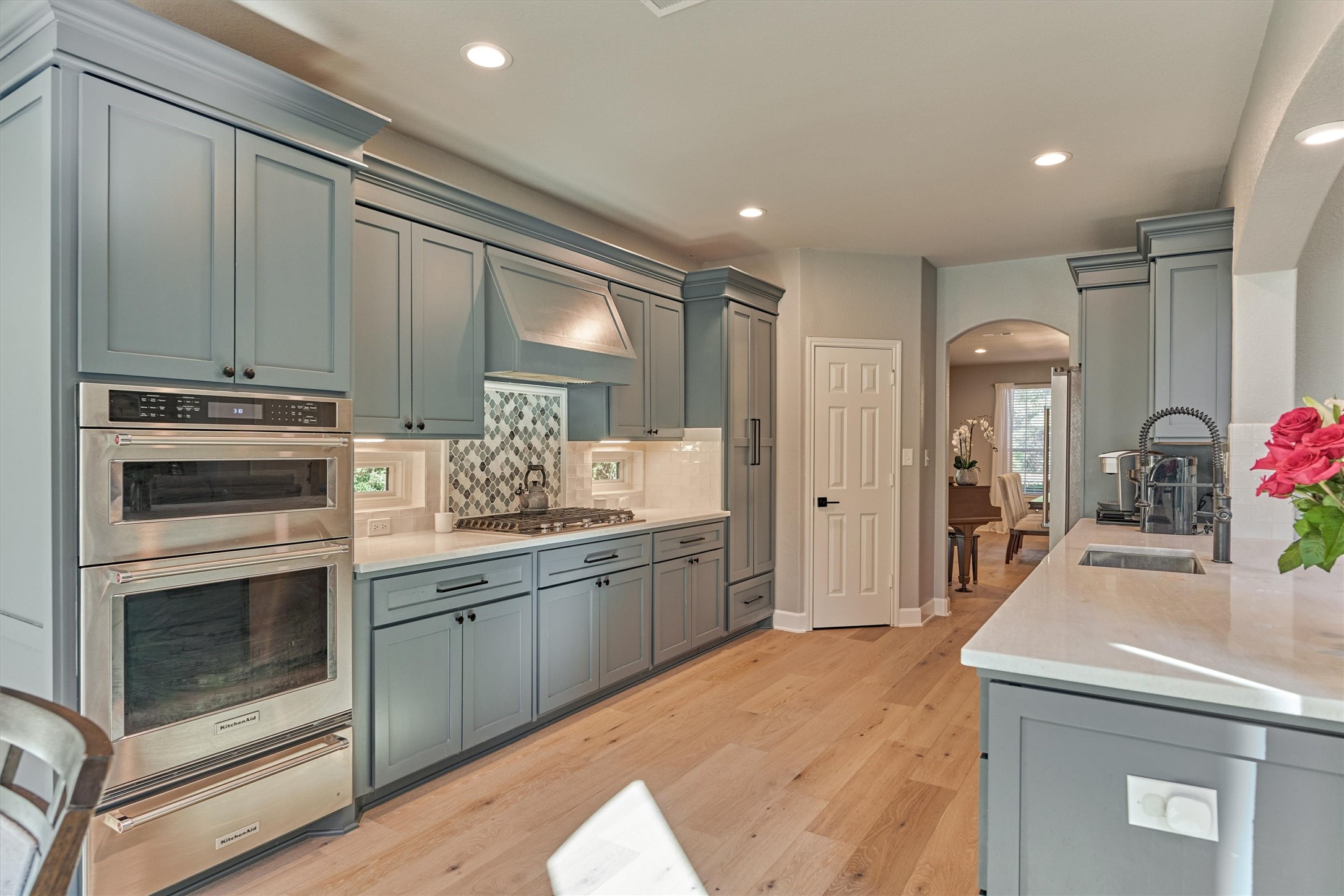 Kitchen with double ovens & newer KitchenAid appliances