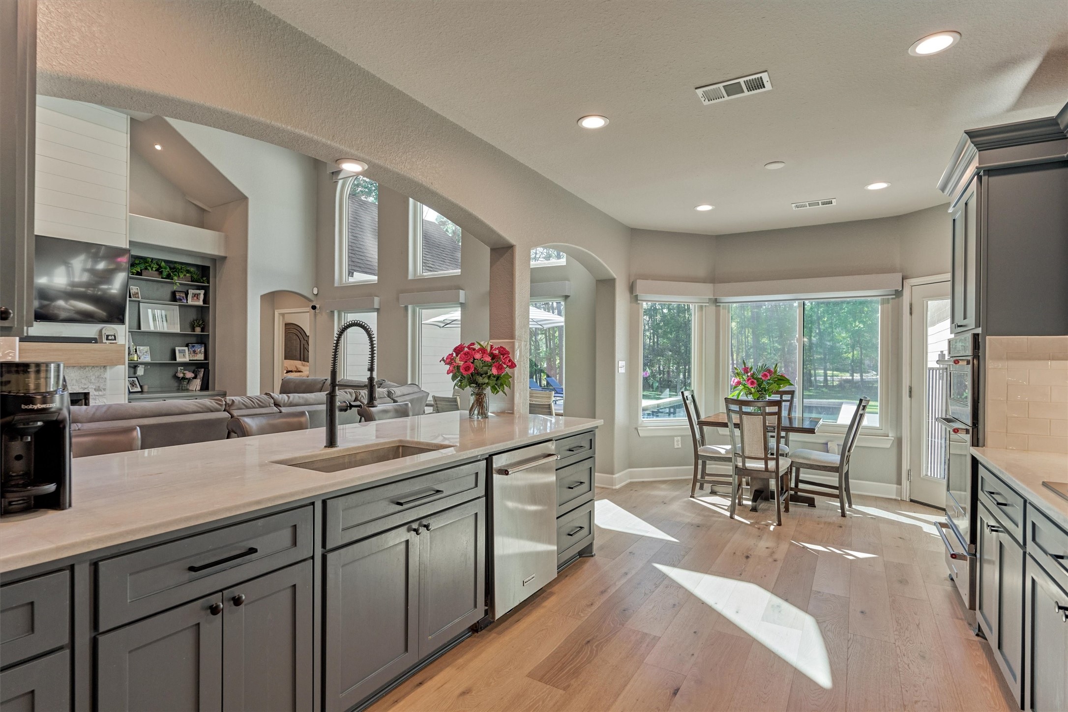 Spacious kitchen with center island