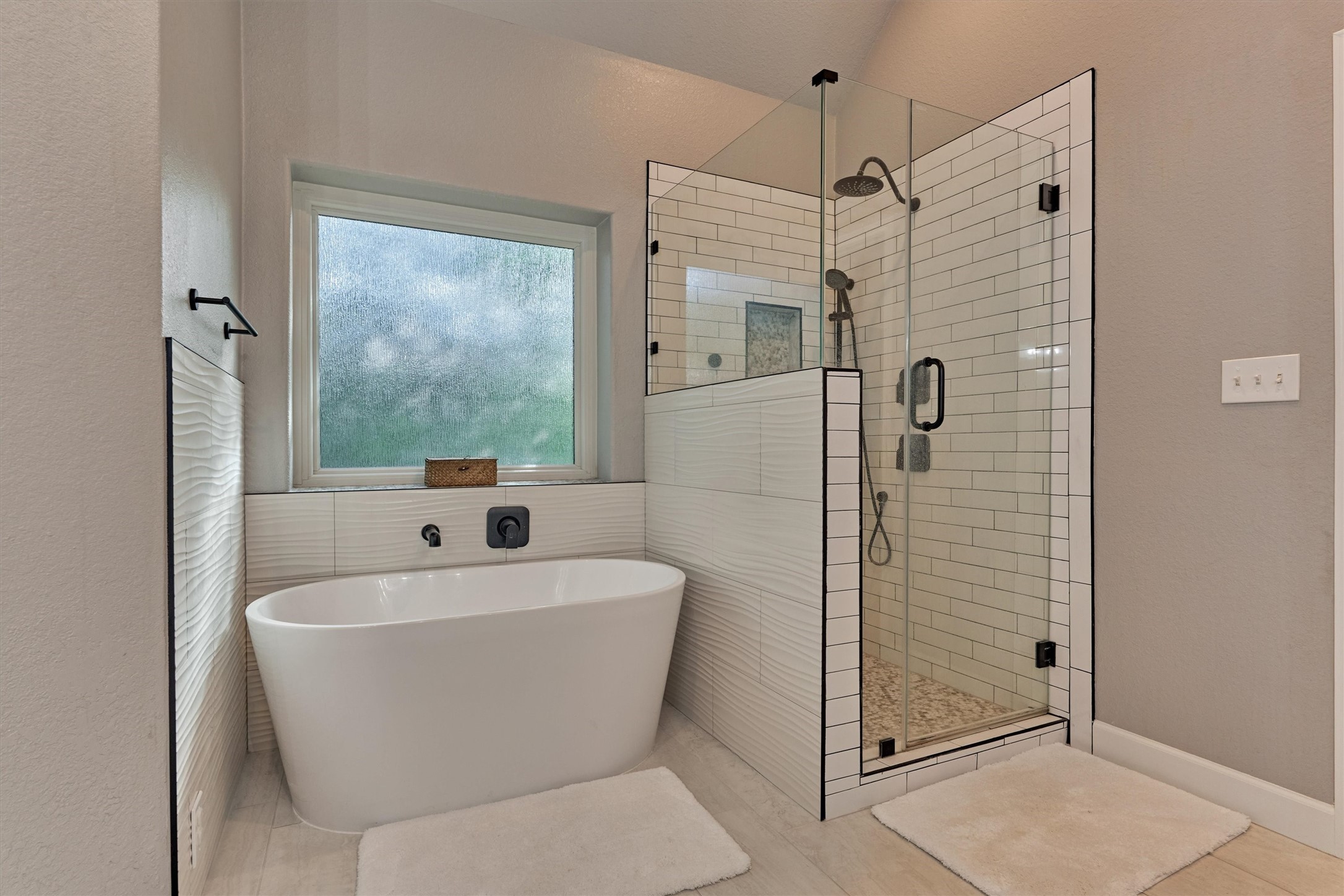 Freestanding tub and glass shower