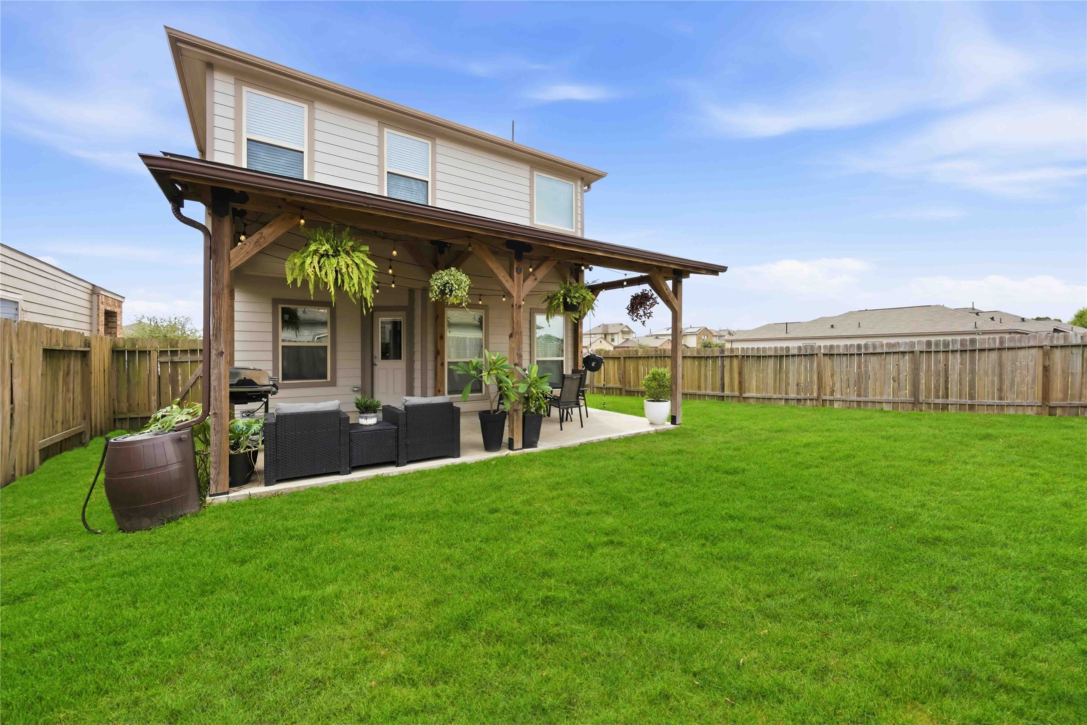 Large backyard.