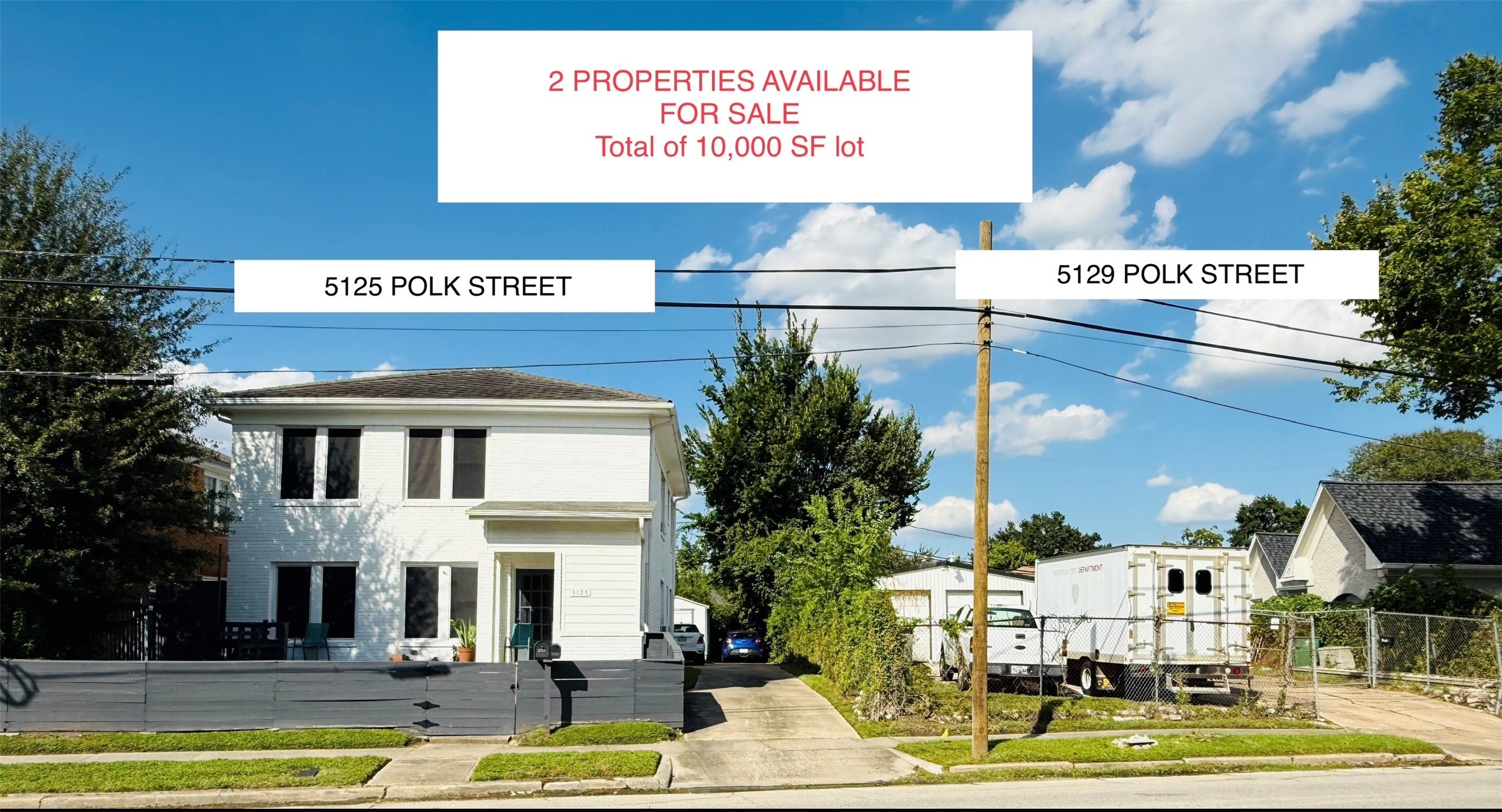 5129 Polk Street is the adjacent property and is also for sale, giving Developers and Investors more income producing opportunities.