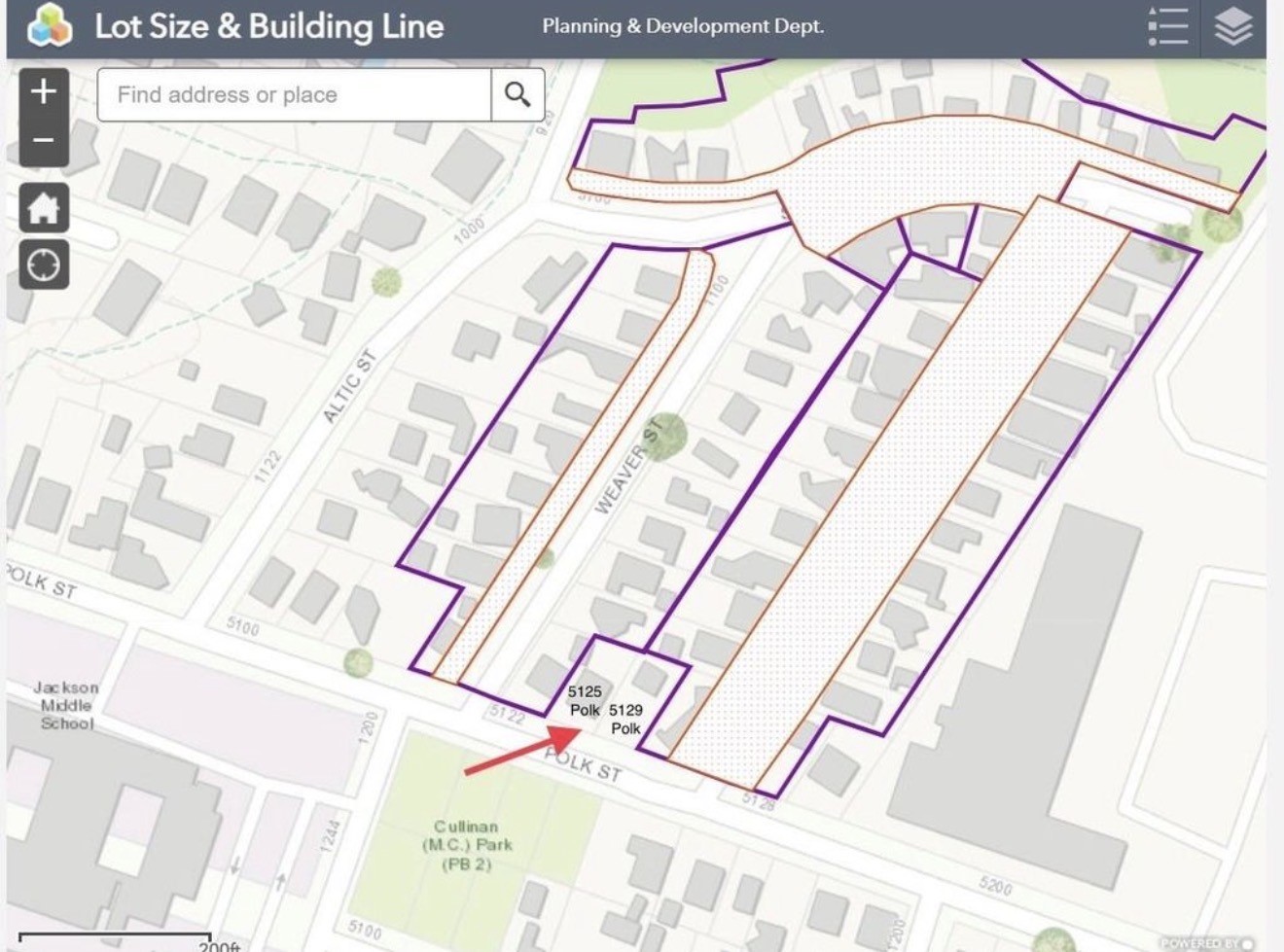 5125 Polk and 5129 Polk do NOT have any Lot Size or Building Line restrictions.