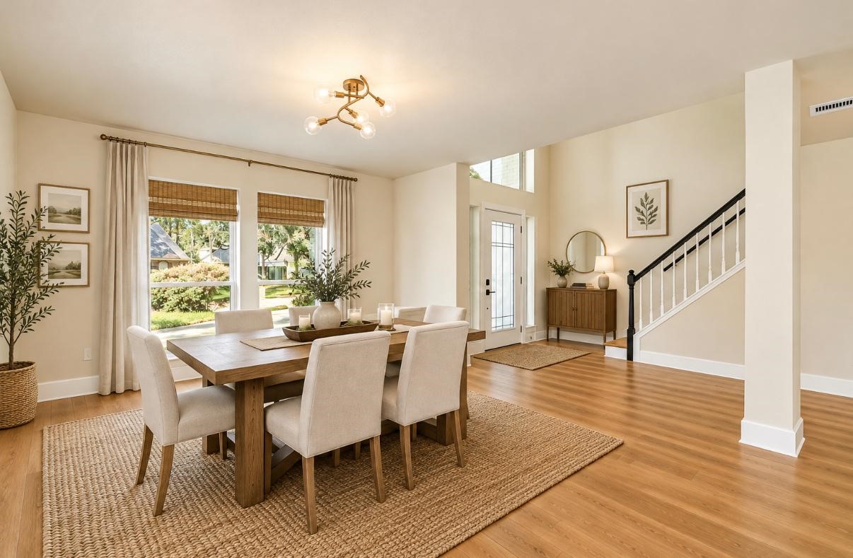 Virtually staged dining area