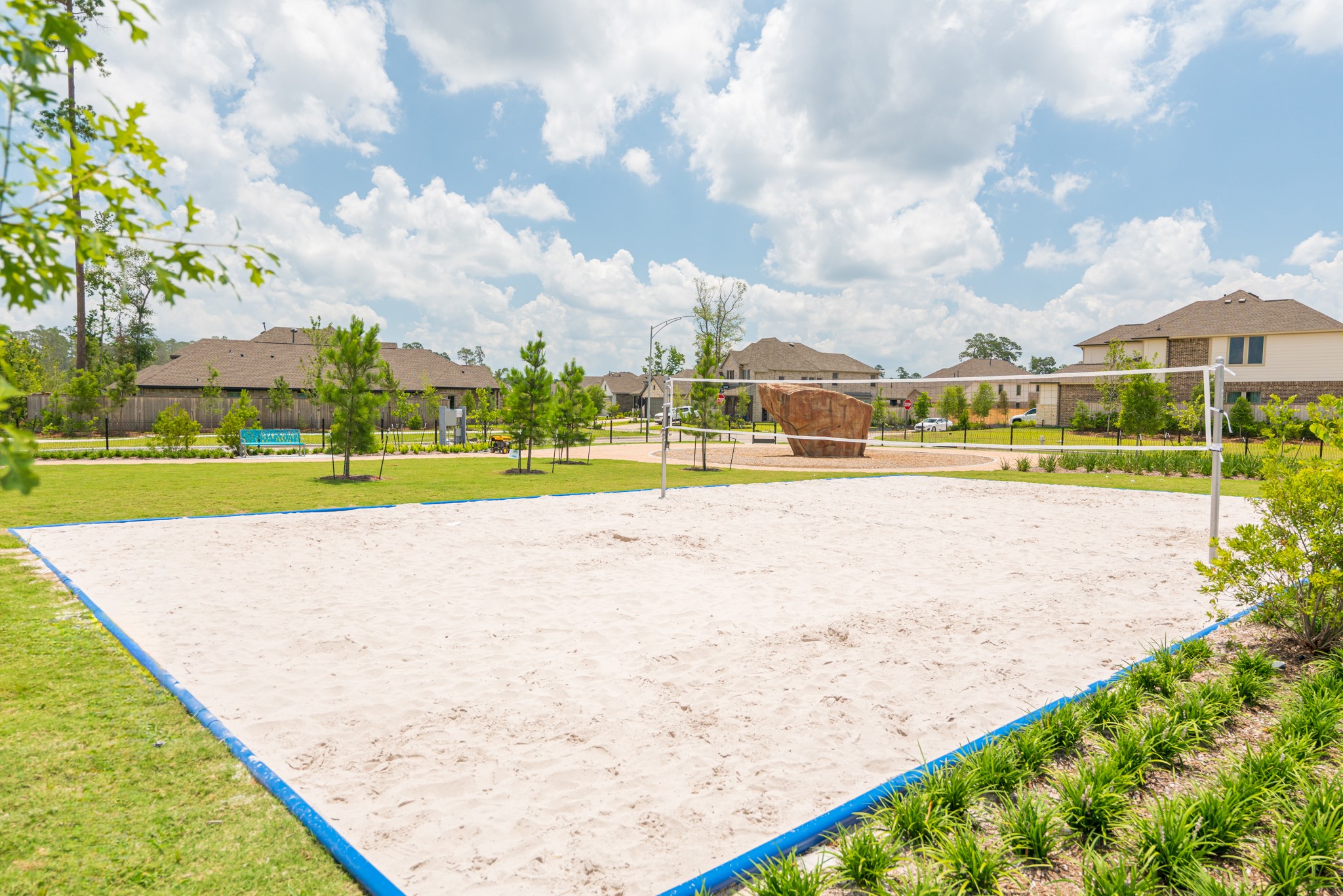 Residents enjoy the 88-acre Grand Lake, perfect for fishing, kayaking, or simply enjoying scenic waterfront views.