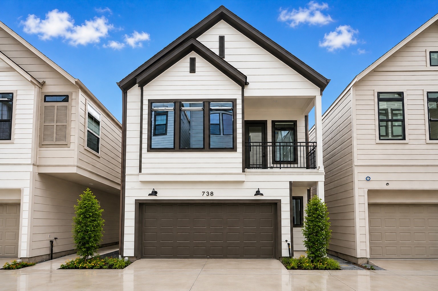 Alternate front "Amanda" elevation with crisp black accents and strong curb appeal
