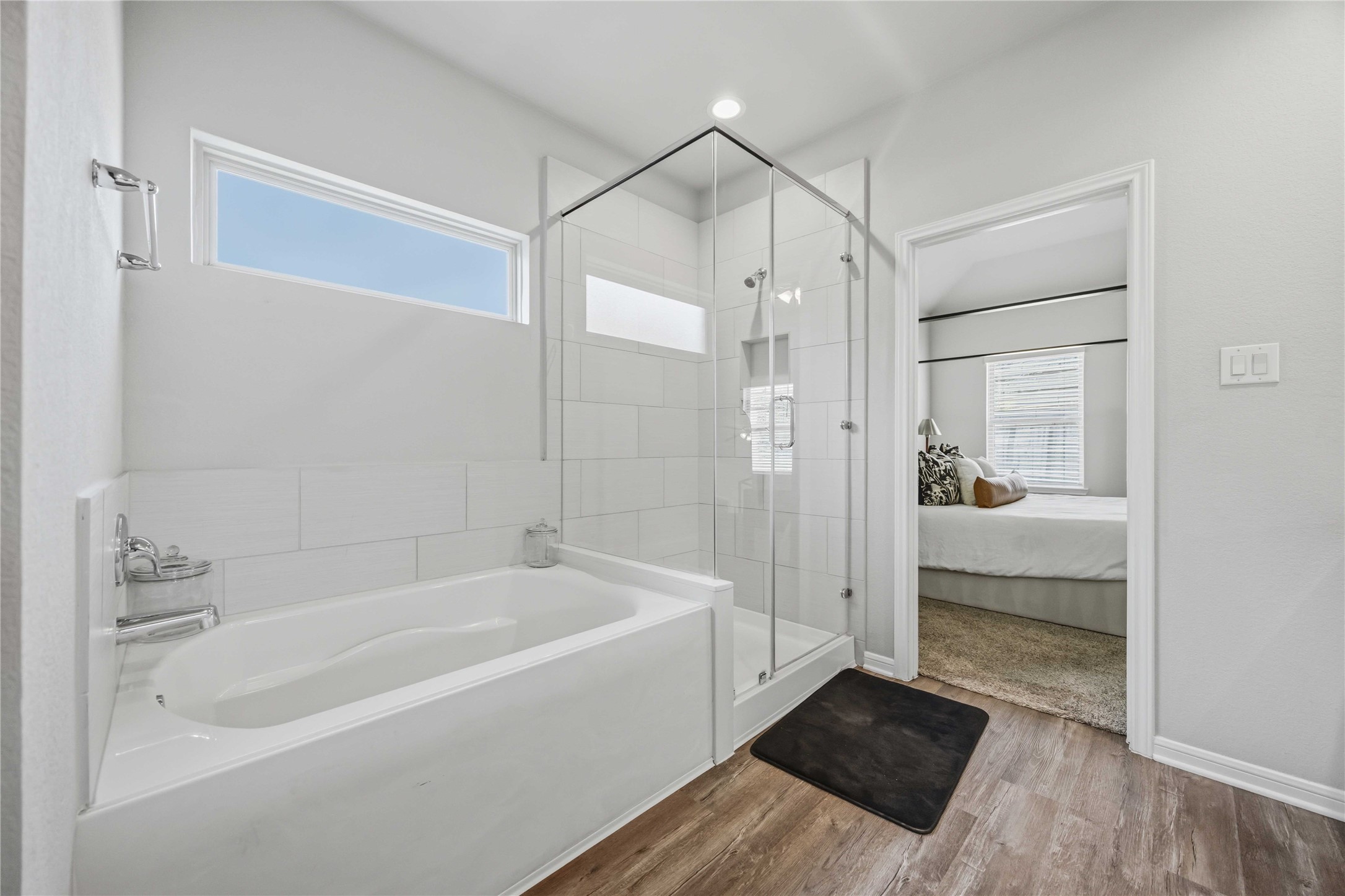 Primary offers a separate tub and shower.