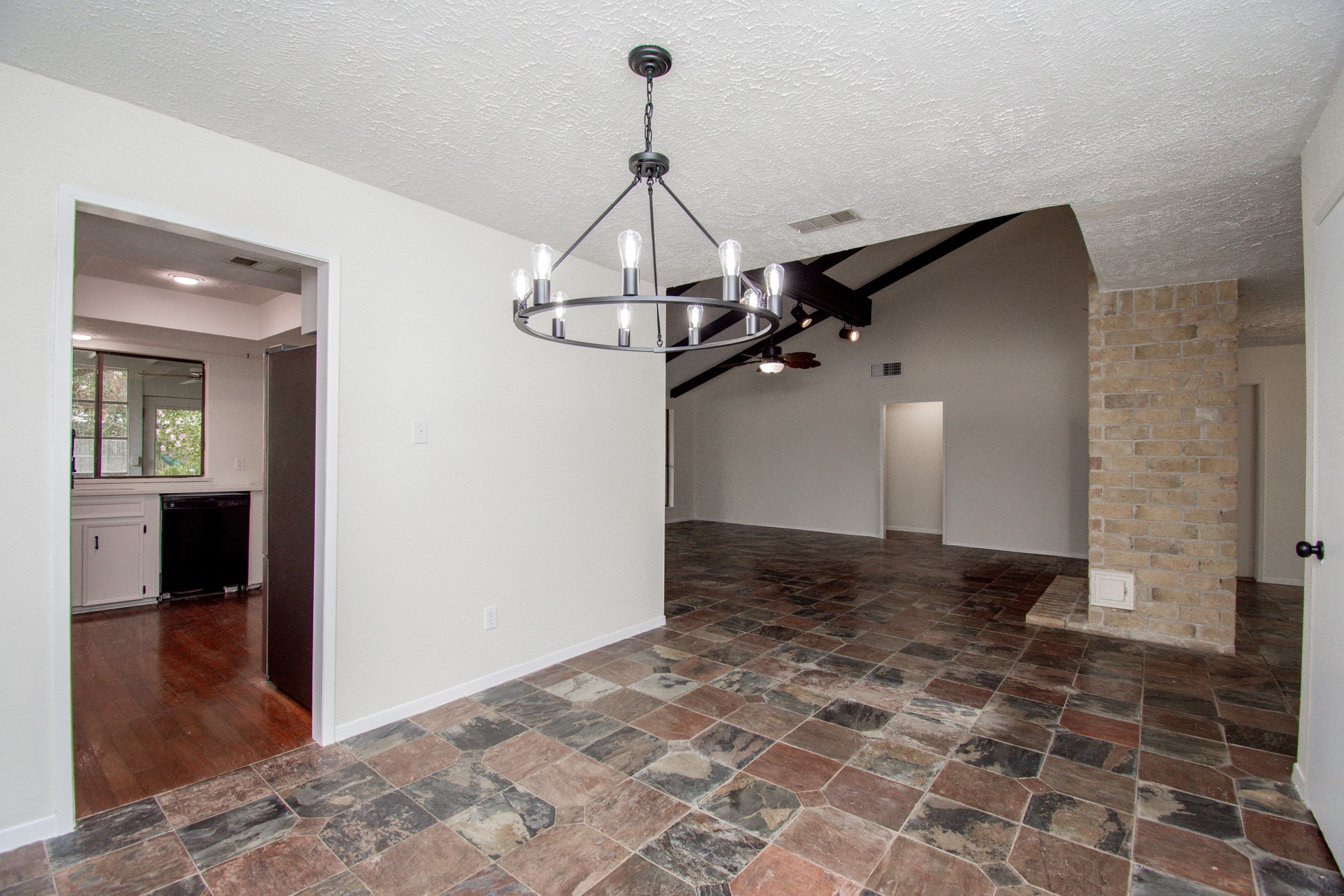 Formal dining area with updated light fixture!