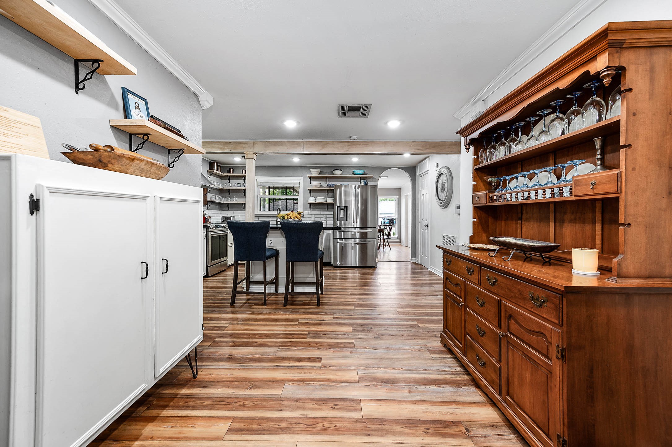 Breakfast area off the kitchen with two pantries and plenty of storage.