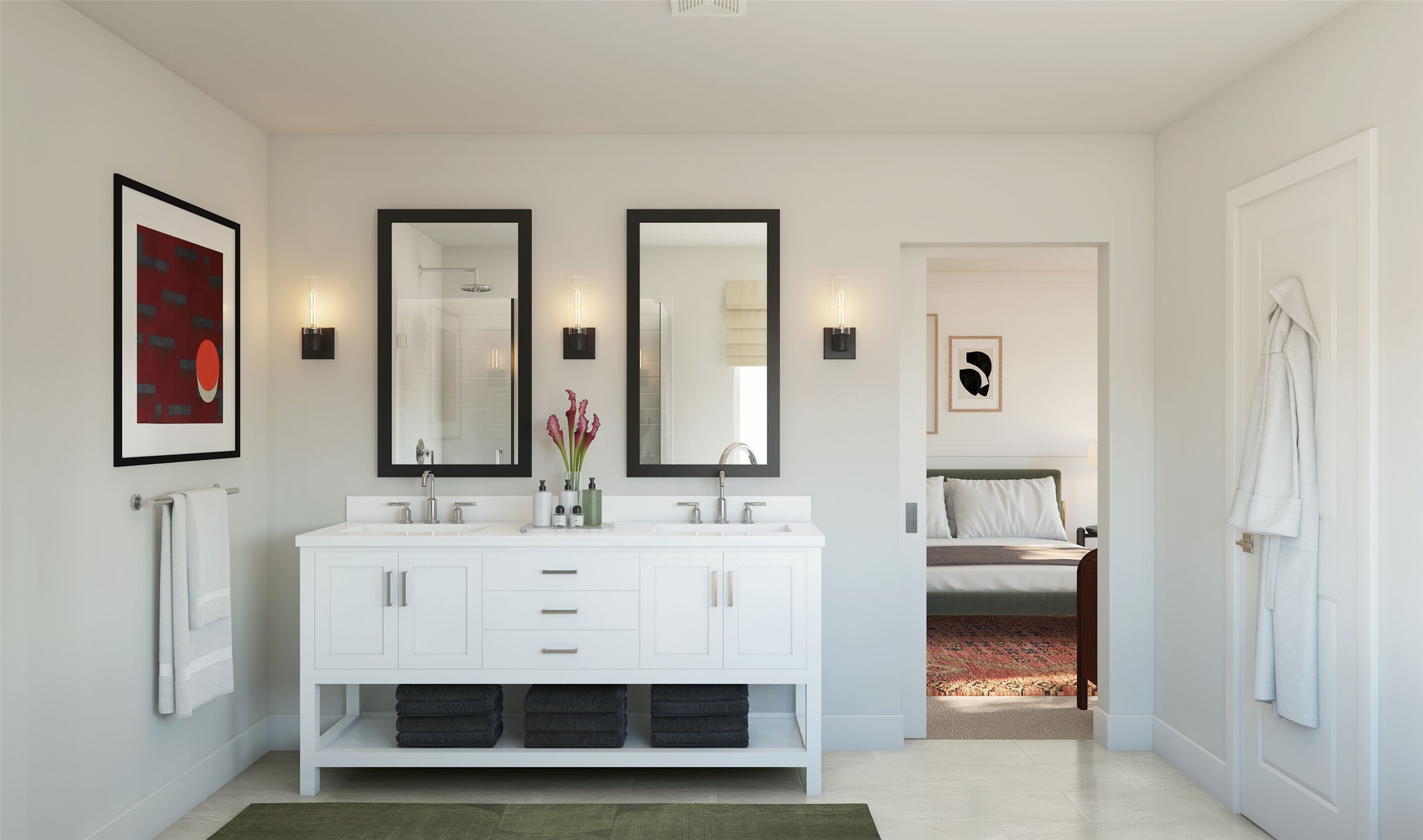 Relaxing primary bath (*Artist rendering used for illustration purposes only. Colors/finishes may differ from the ones currently selected in the home.)