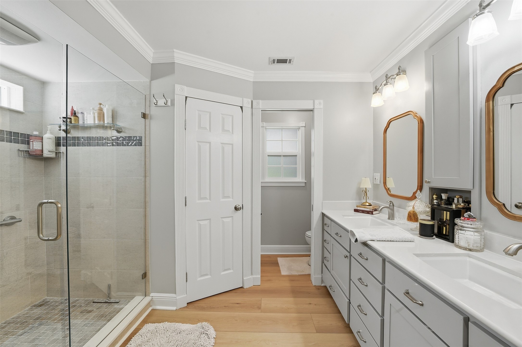 Large walk-in shower.