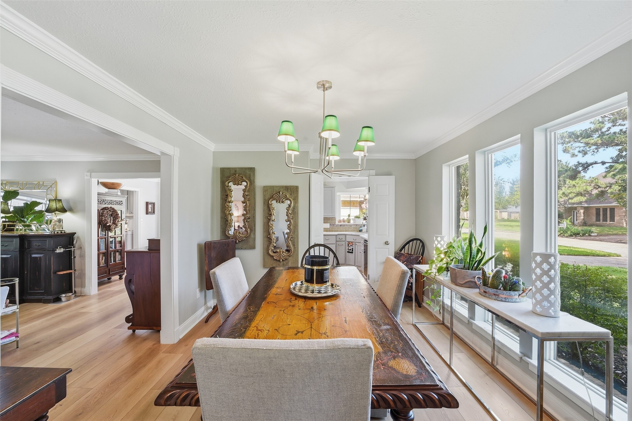 Open floor plan but with some walls to create each room.